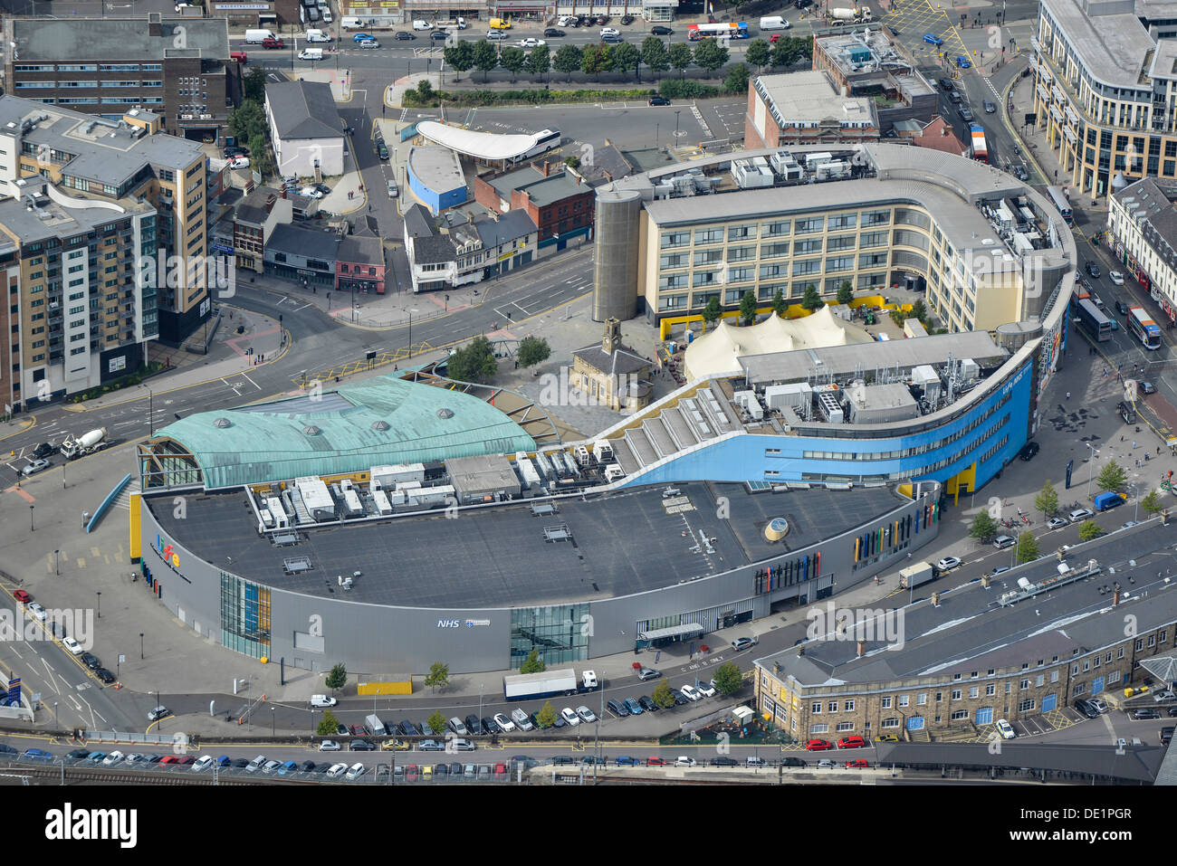 Aerial photograph of the Newcastle Life Centre Stock Photo