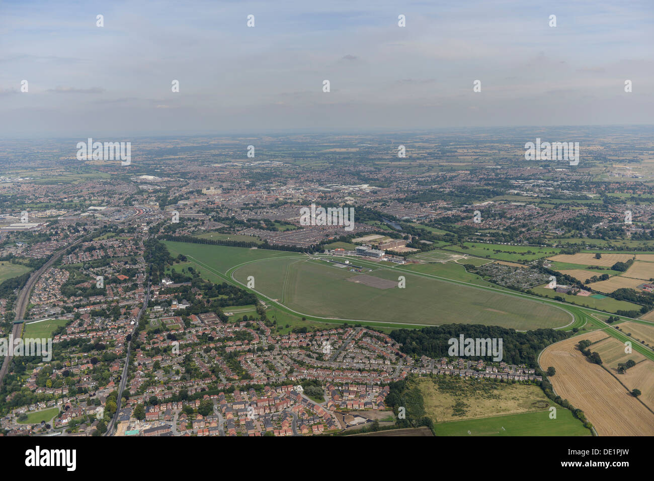 Aerial photograph of York Racecourse and surrounding landscape Stock Photo