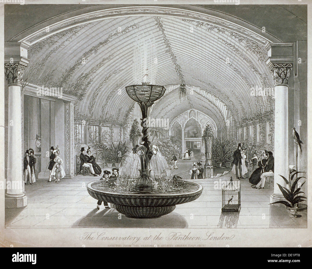 Interior of the conservatory in the Pantheon on Oxford Street, London, c1834. Artist: Anon Stock Photo