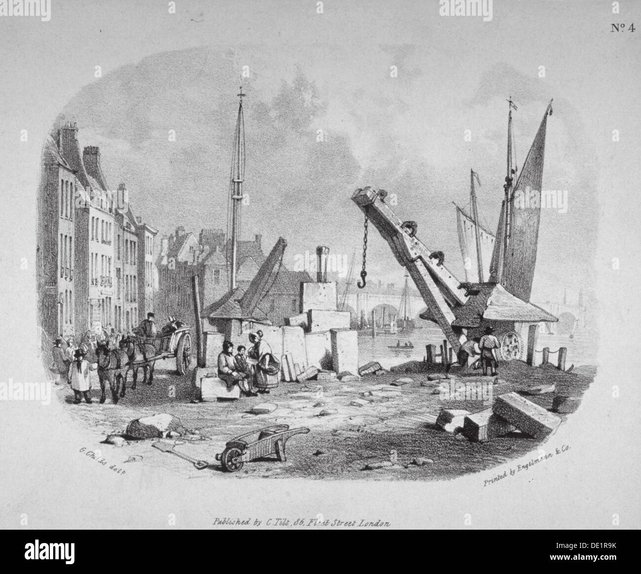 Millbank, Westminster, London, c1825. Artist: Engelmann and Company Stock Photo