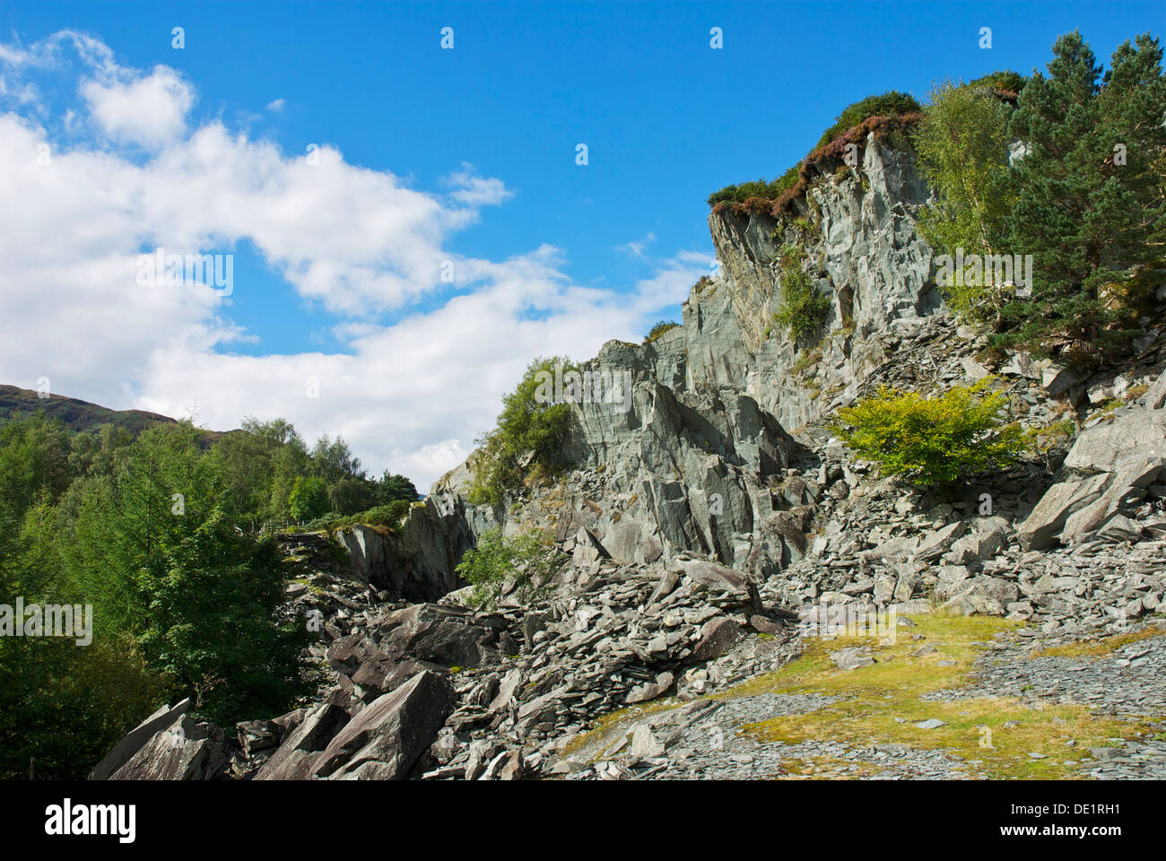 Old slate quarry above the village of Chapel Stile, Langdale, Lake District National Park