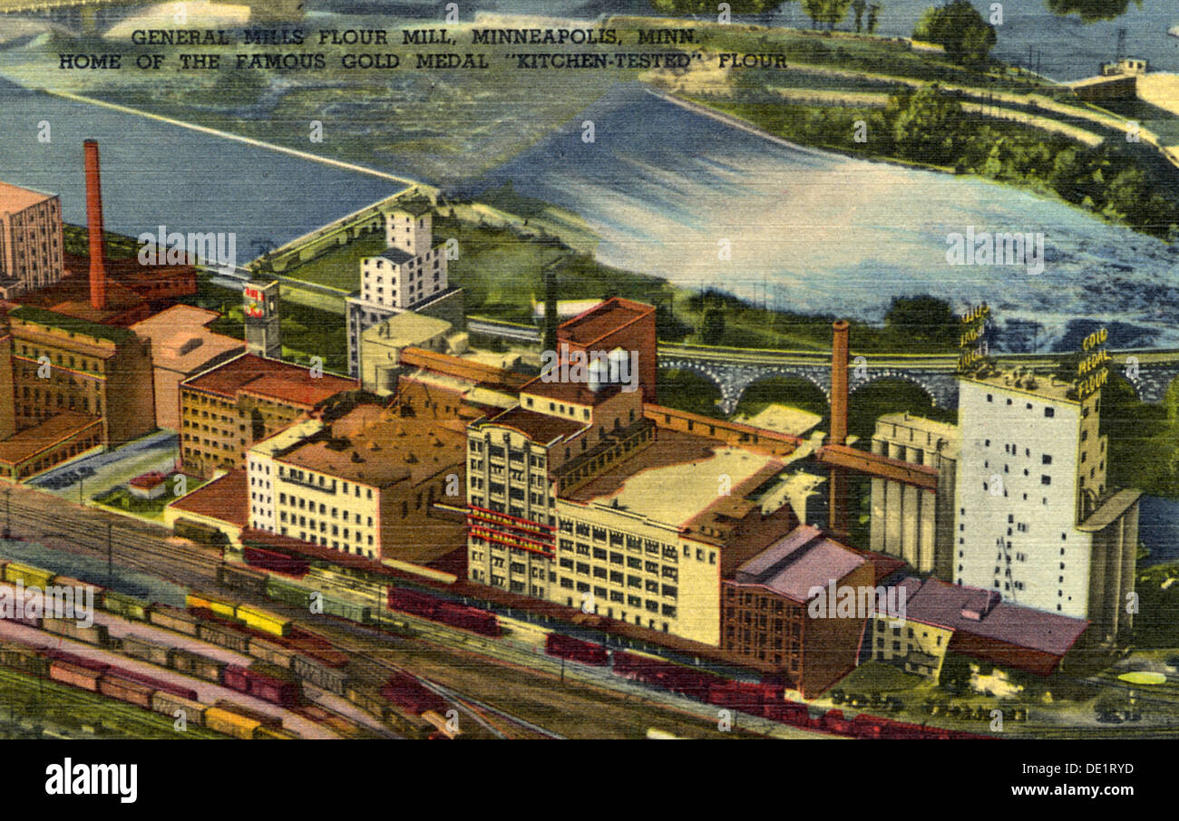 General Mills flour mill, Minneapolis, Minnesota, USA, 1948. Artist Unknown Stock Photo Alamy