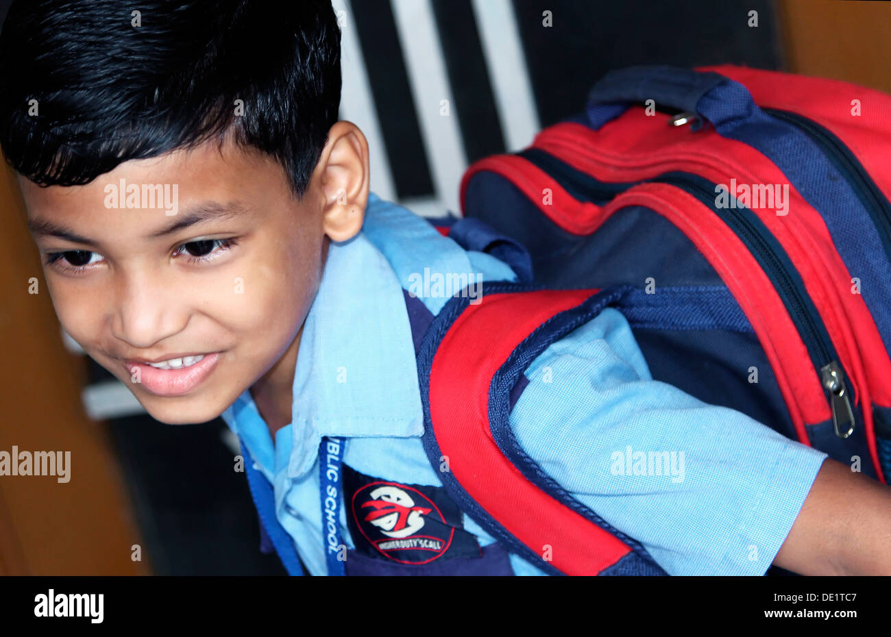 India Boy ready for school Stock Photo
