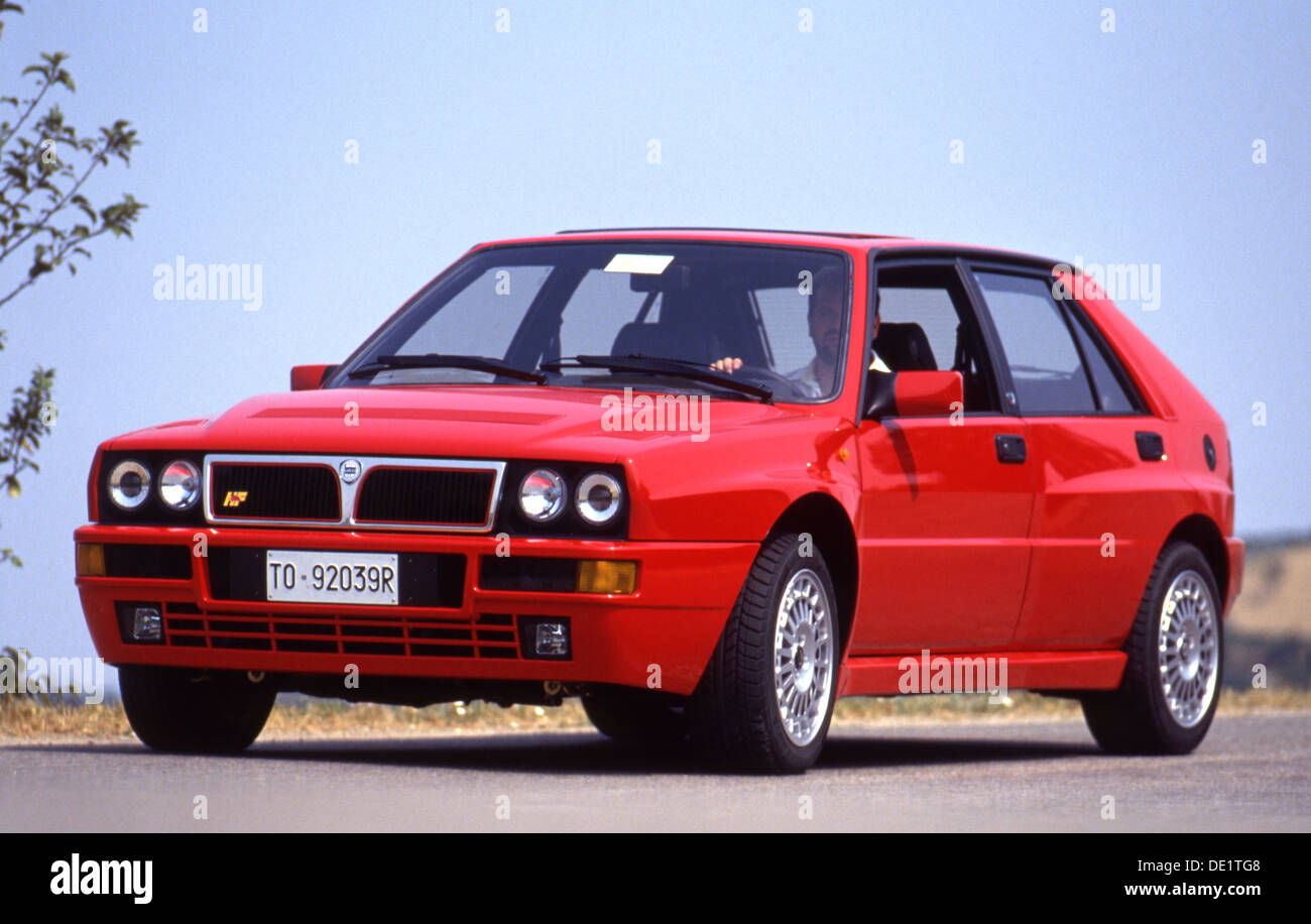 Lancia Delta Integrale HF Sports Car 4x4 4WD 1990s - front and side view Stock Photo