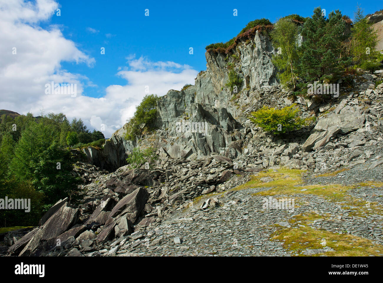 Old slate quarry above the village of Chapel Stile, Langdale, Lake District National Park
