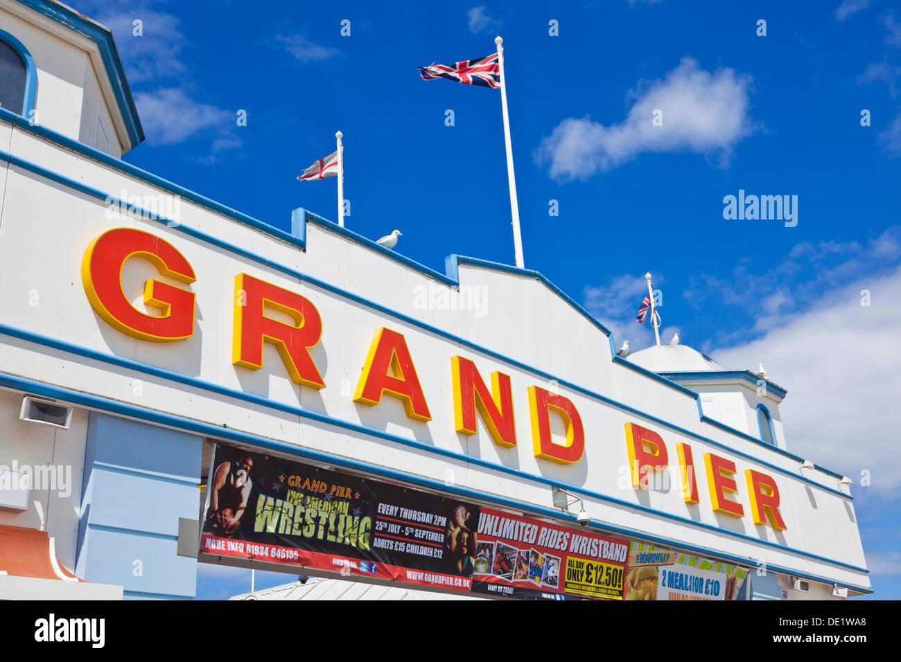 Weston Super Mare Grand Pier sign WestonSuperMare Somerset England UK