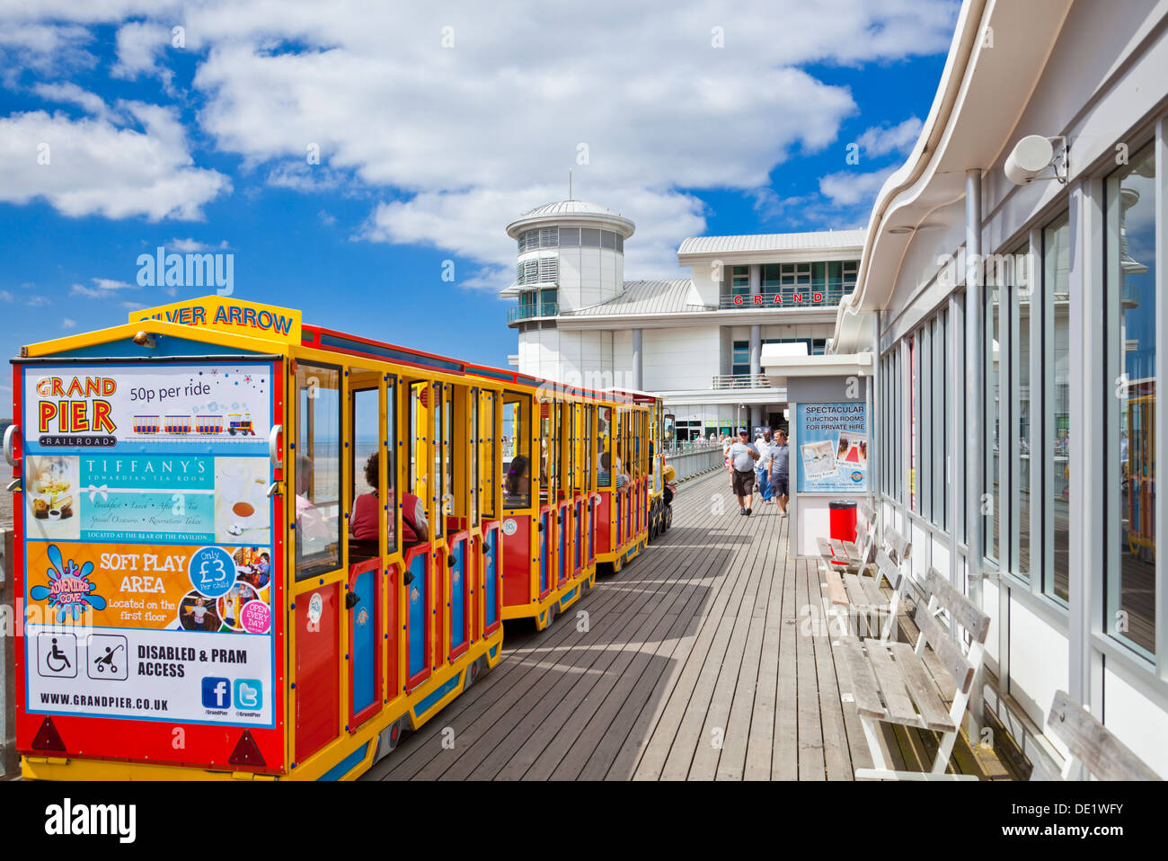 The little train on Weston Super Mare Grand Pier Weston-Super-Mare Somerset England UK GB EU Europe Stock Photo