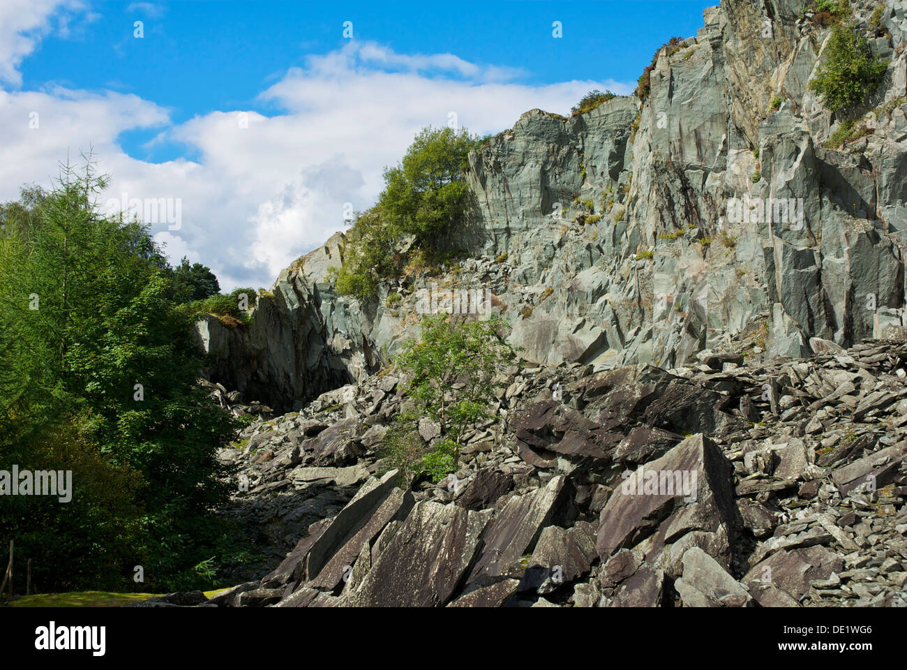 Old slate quarry above the village of Chapel Stile, Langdale, Lake District National Park