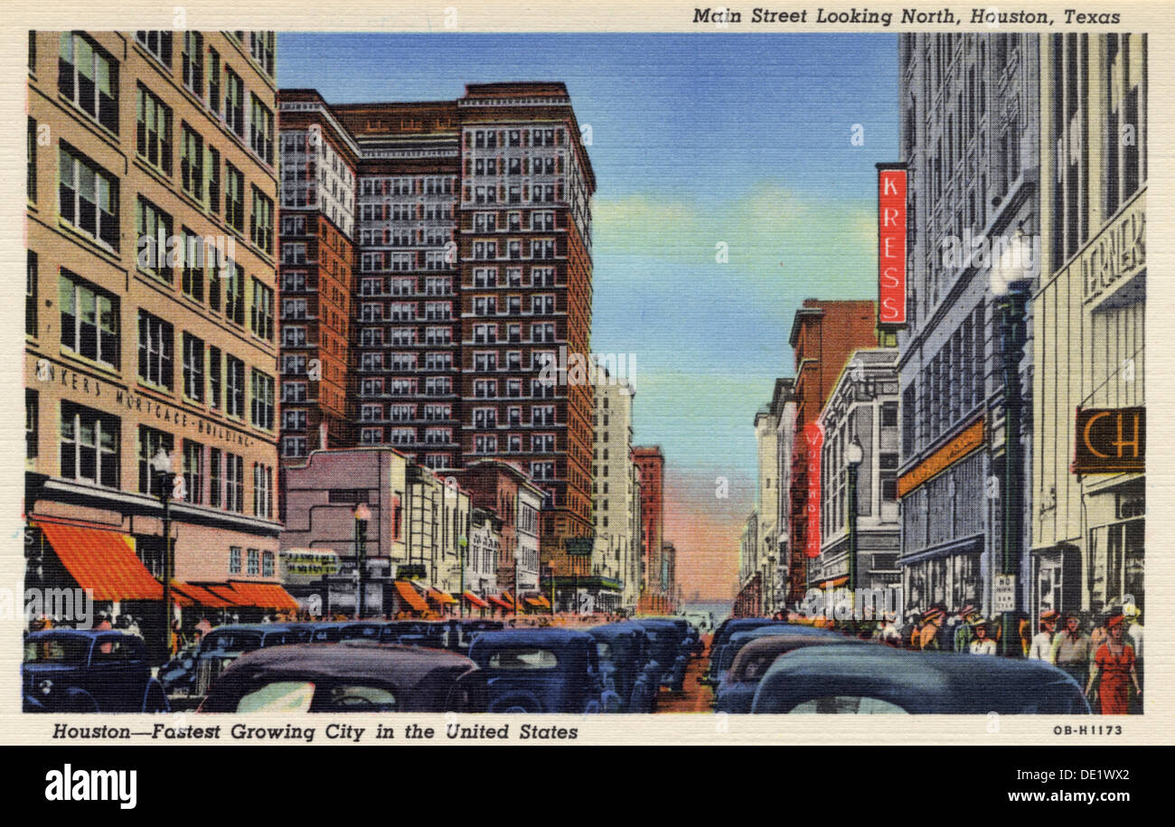 Main Street, Houston, Texas USA, 1940. Artist Unknown Stock Photo Alamy