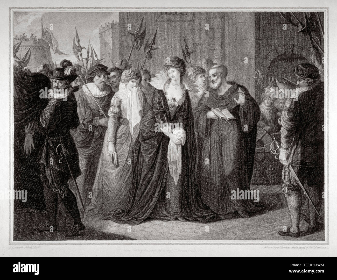Lady Jane Grey being led to her execution at the Tower of London, 1554 (1797). Artist: Mountague Tomkins Stock Photo