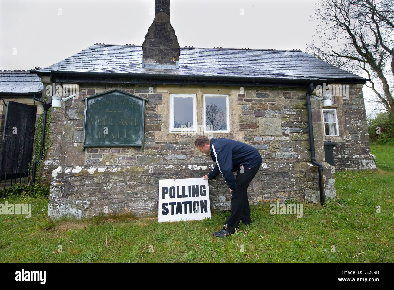 A rural polling station in Stoke Rivers, Devon UK Stock Photo