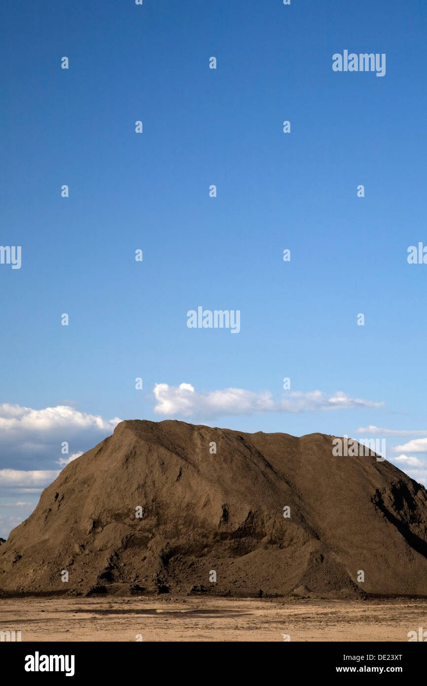 Mound of topsoil in a commercial sandpit, Quebec, Canada Stock Photo