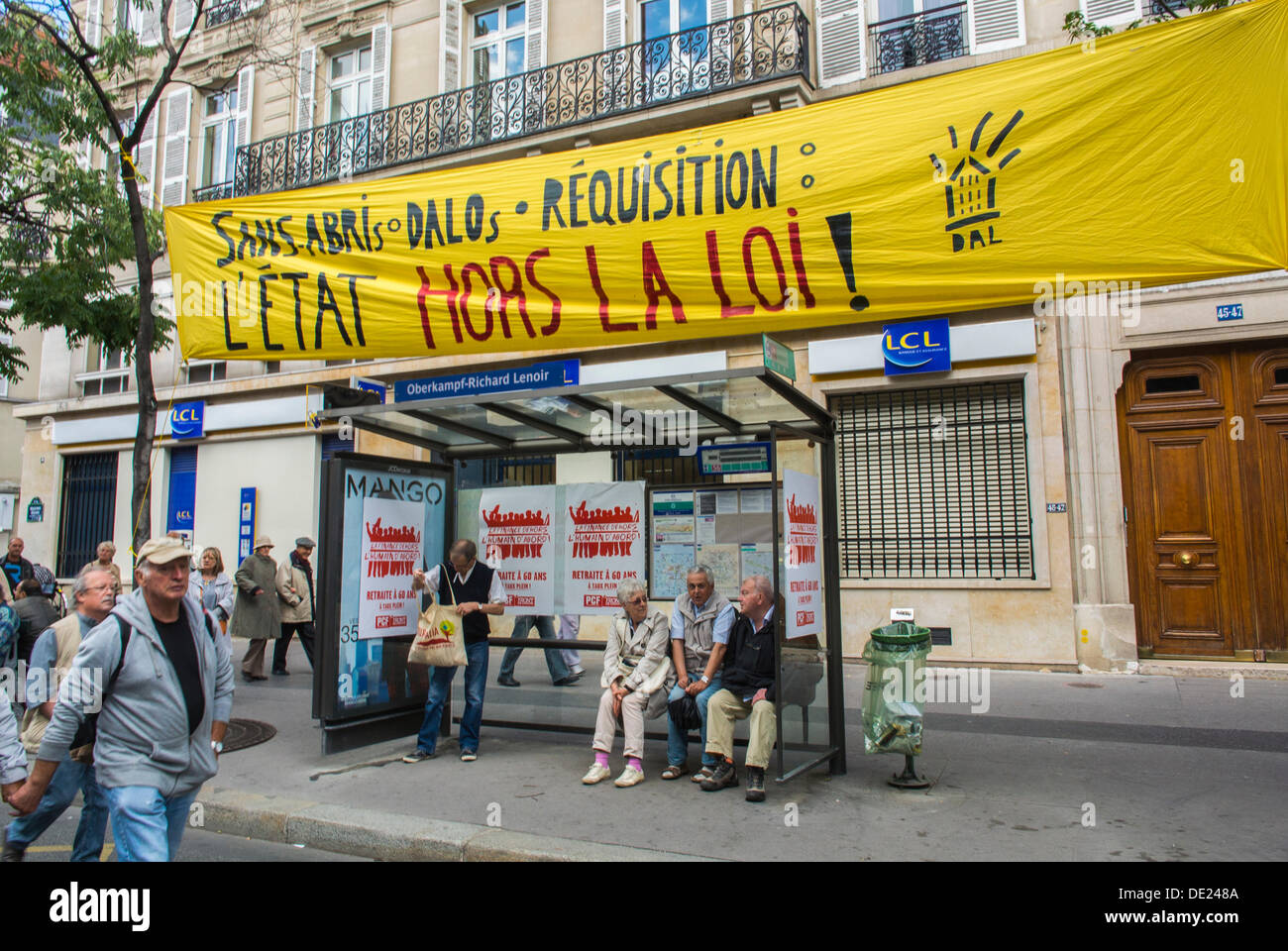 Paris, France. French N.G.O. 'Droits au logement' Demonstrating for Reform of Housing Law by Government. Stock Photo