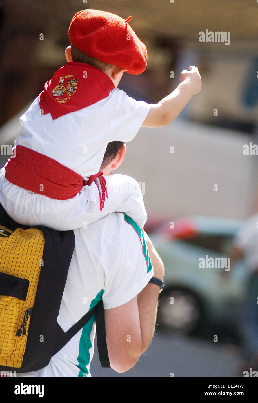 Young boy in Basque costume at the Festival of San Fermin Pamplona Navarre  Spain Stock Photo - Alamy