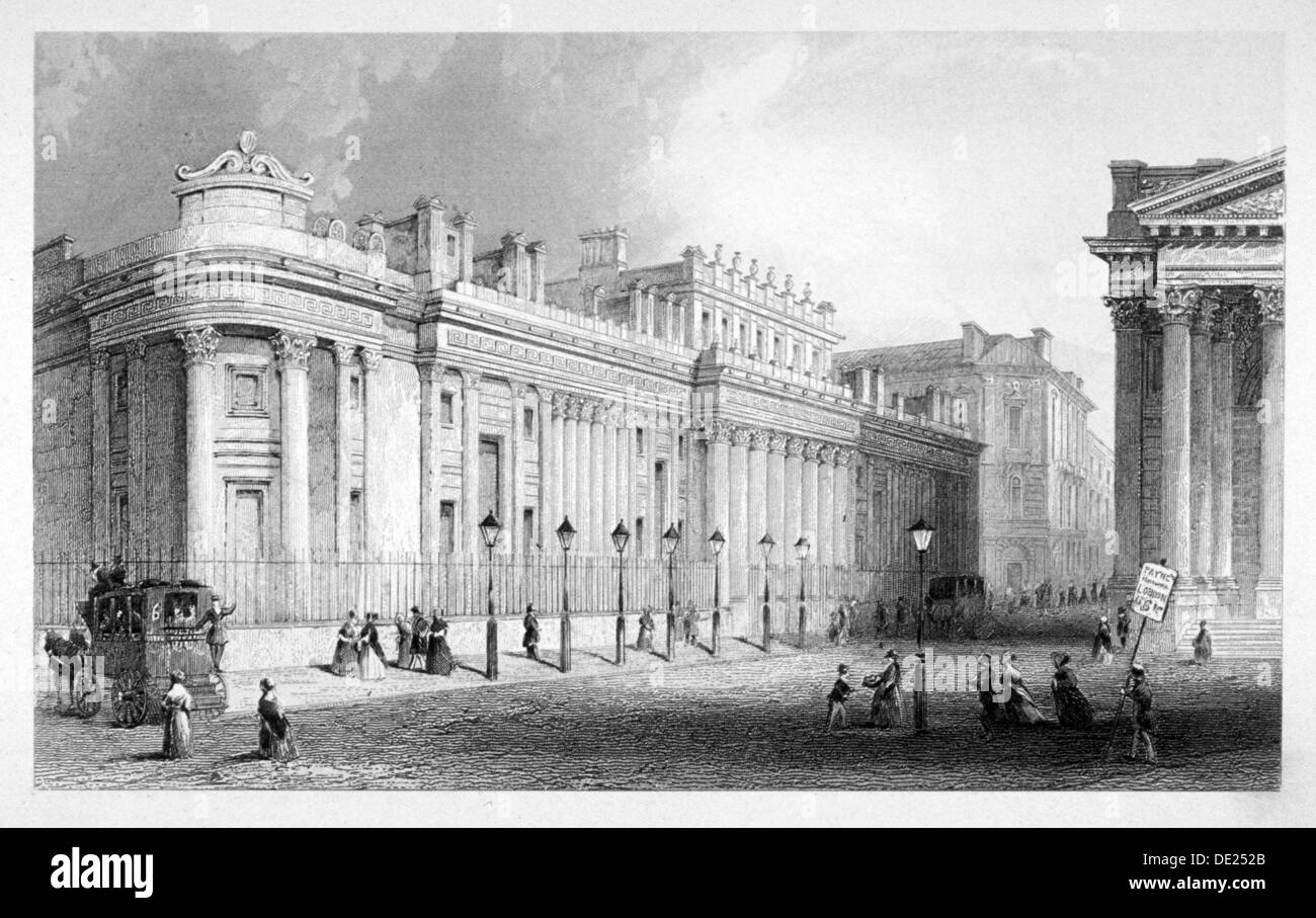 The south front of the Bank of England, City of London, c1830. Artist: Thomas Hosmer Shepherd Stock Photo