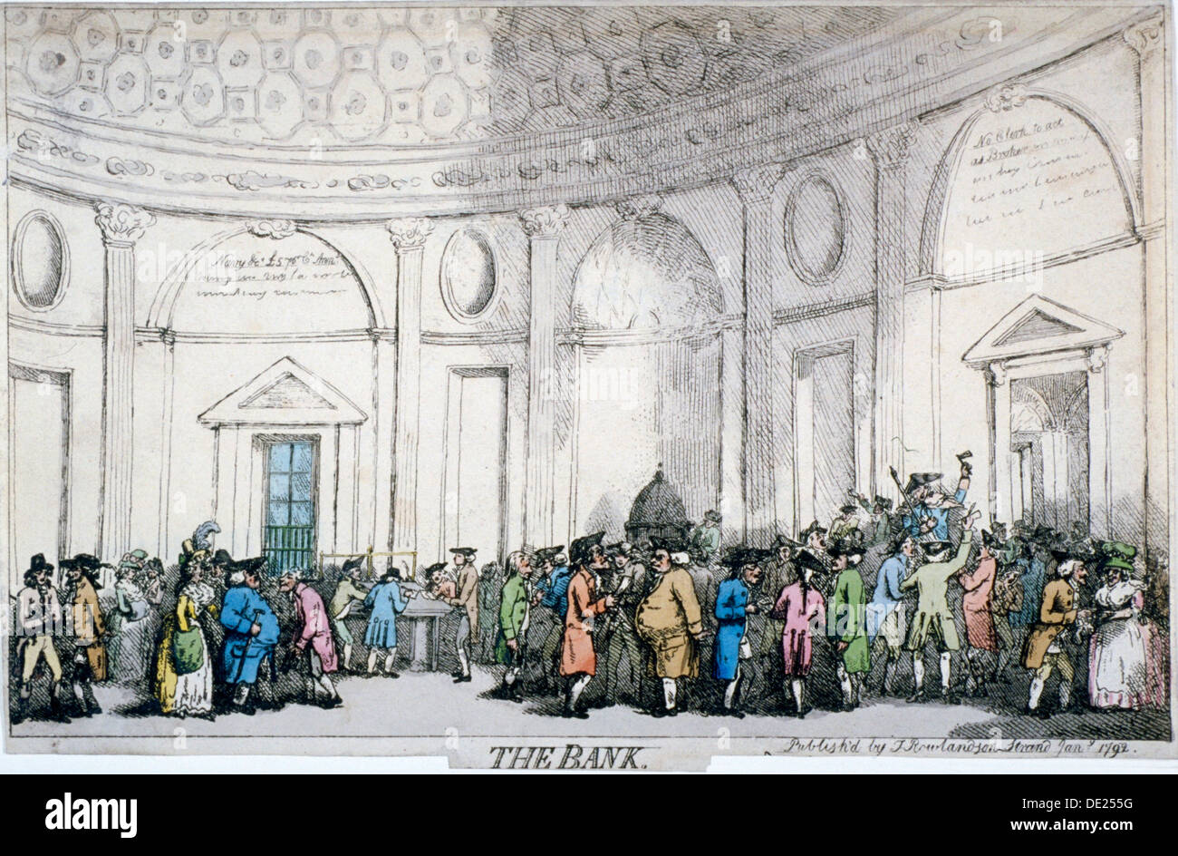 Interior view of the Bank of England, City of London, 1792.                          Artist: Thomas Rowlandson Stock Photo
