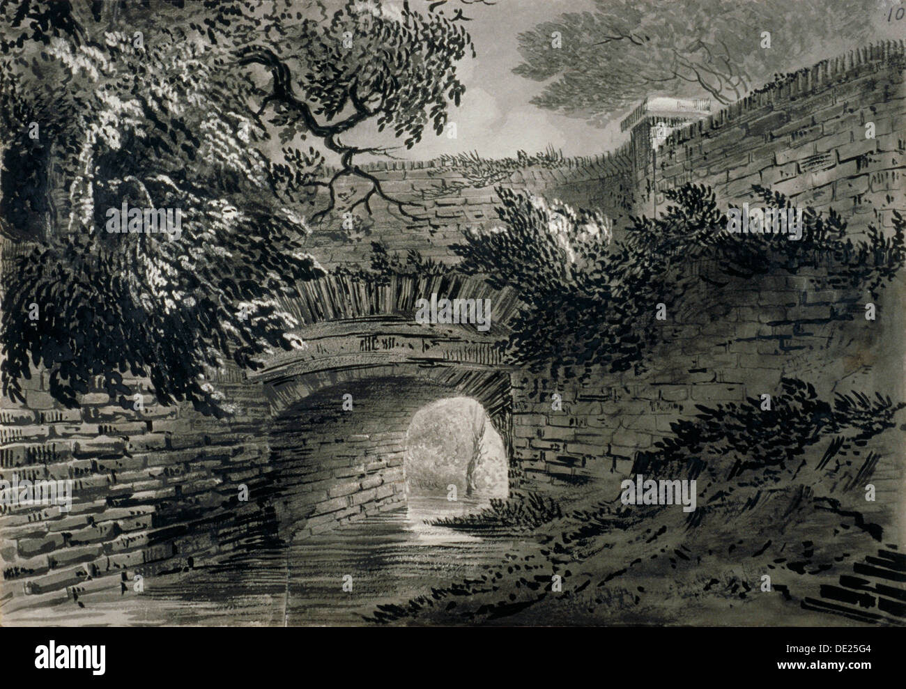 View of a section of the Serpentine's drainage system in Hyde Park, London, c1817. Artist: John Claude Nattes Stock Photo