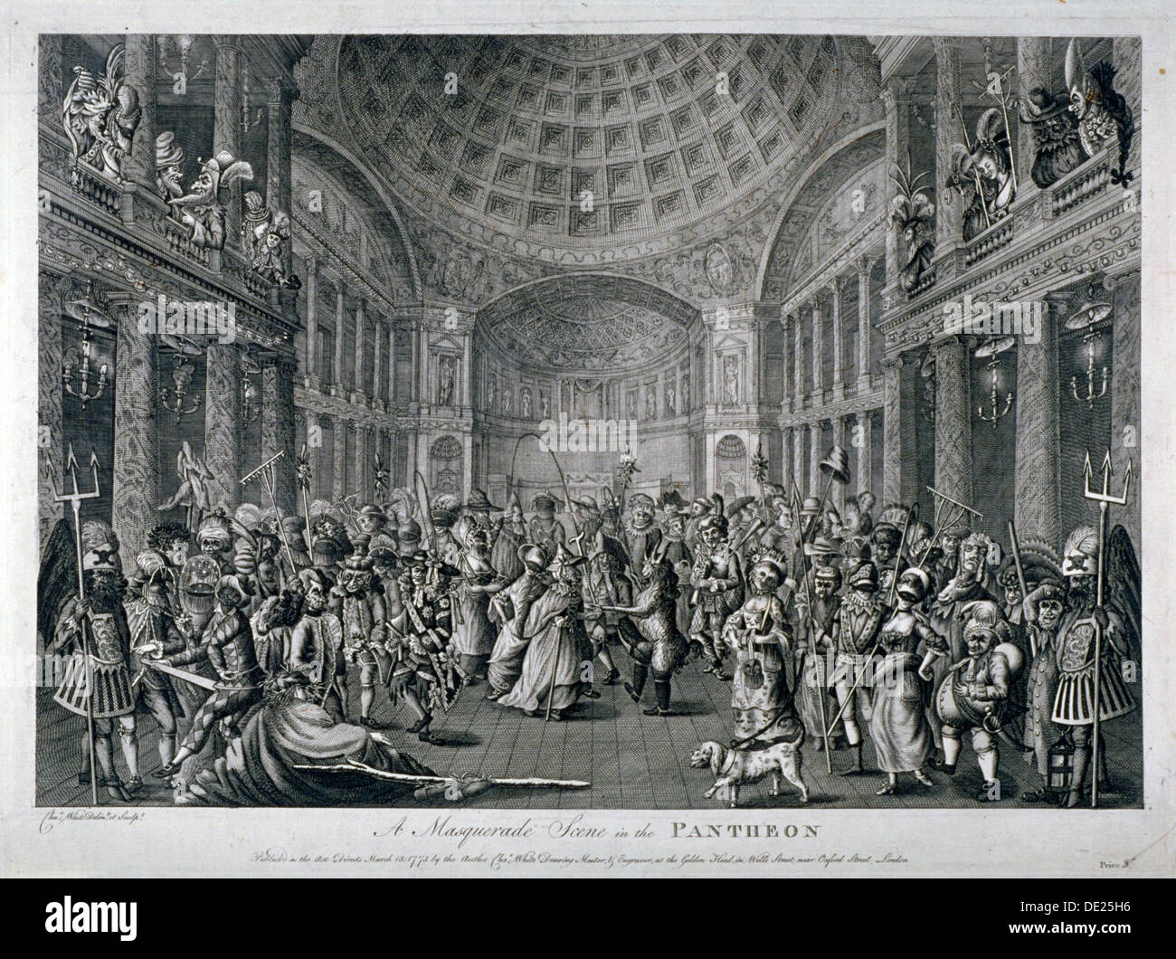 Scene of a masquerade at the Pantheon, Oxford Street, Westminster, London, 1773. Artist: Charles White Stock Photo
