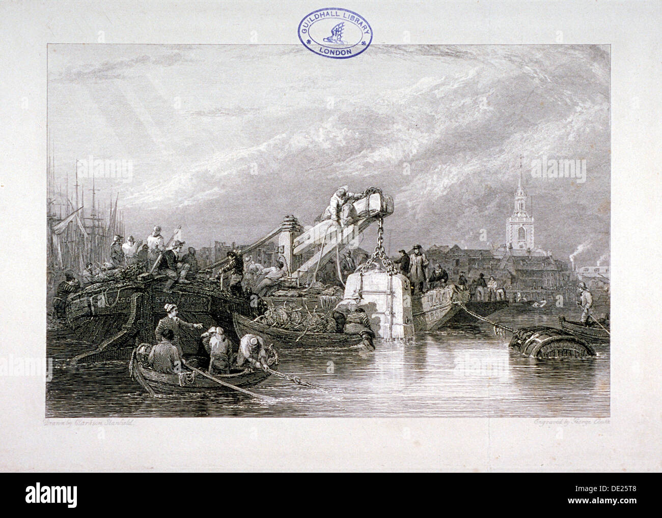 Construction of the Thames Tunnel, London, 1827. Artist: George Cooke Stock Photo