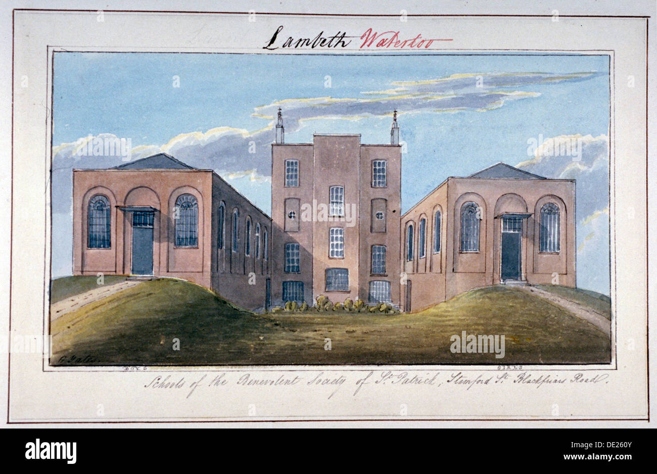 Benevolent Society of St Patrick's building, Stamford Street, Southwark, London, c1825. Artist: G Yates Stock Photo