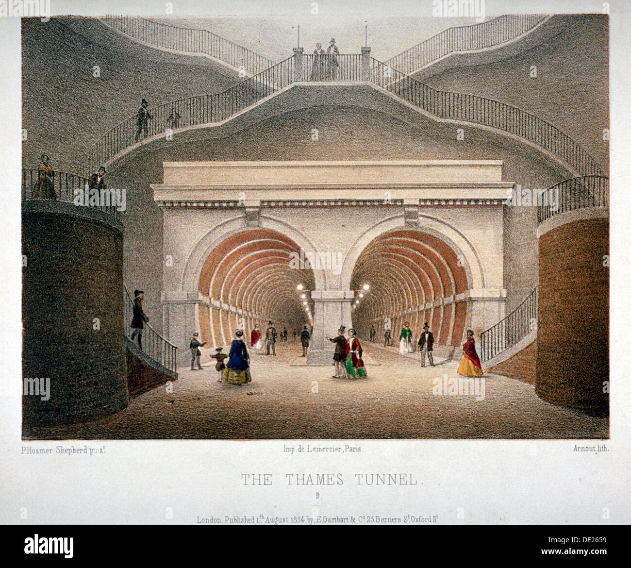 View of the entrance to the Thames Tunnel, London, 1854. Artist: Jules Louis Arnout Stock Photo