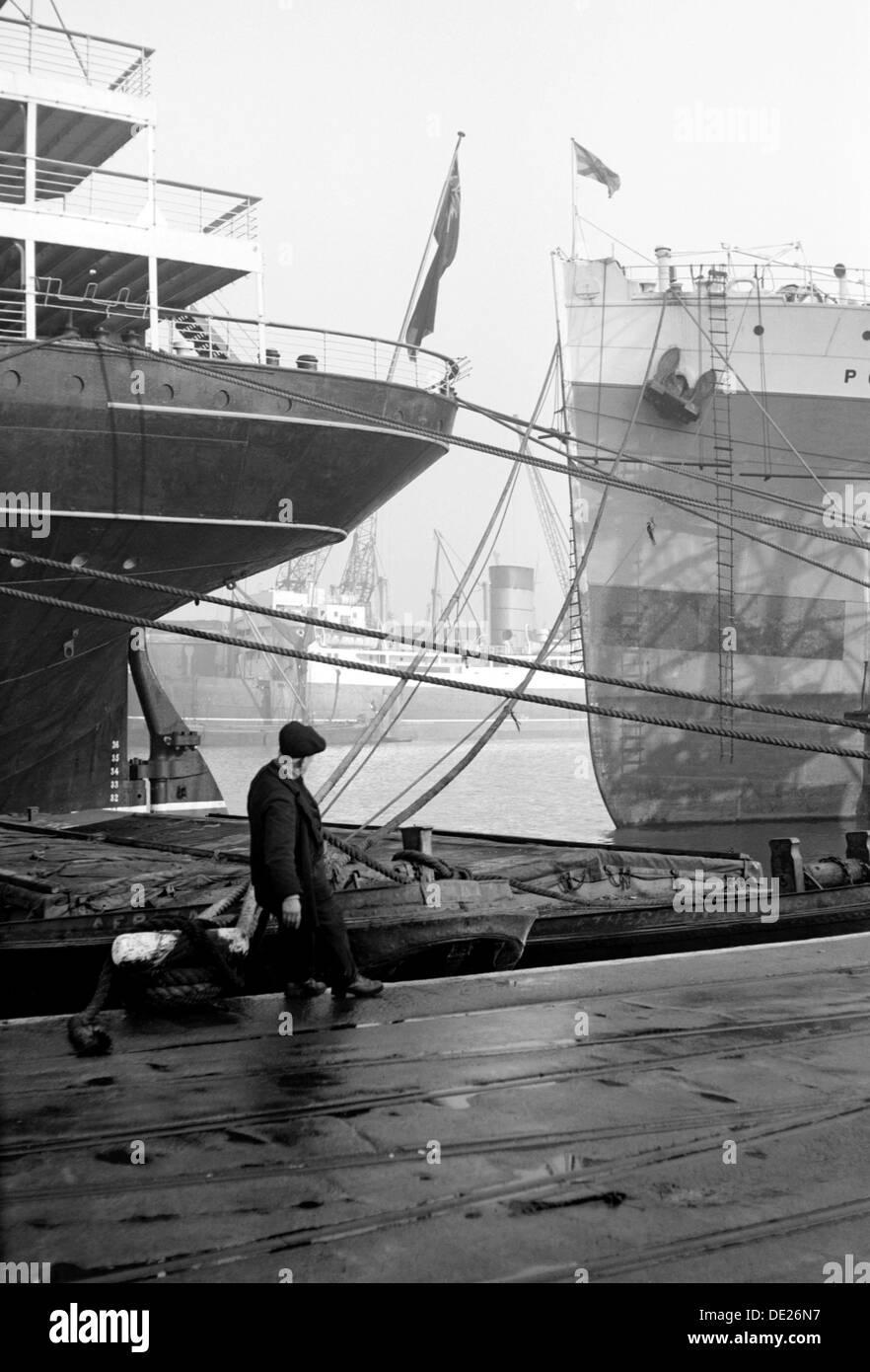 Ships berthed at the Royal Albert Dock, Canning Town, London, c1945-c1965. Artist: SW Rawlings Stock Photo