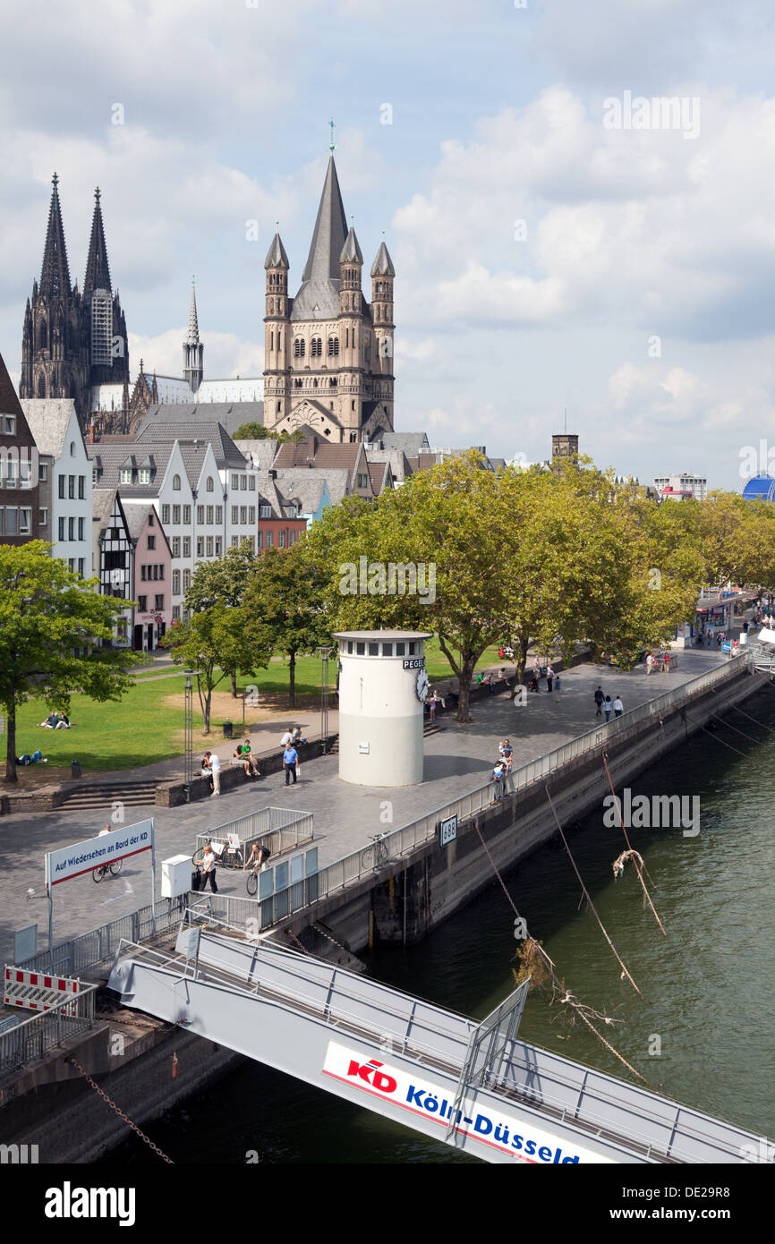 The riverside (known as Am Leystapel) at Cologne (Köln), Germany. Stock Photo