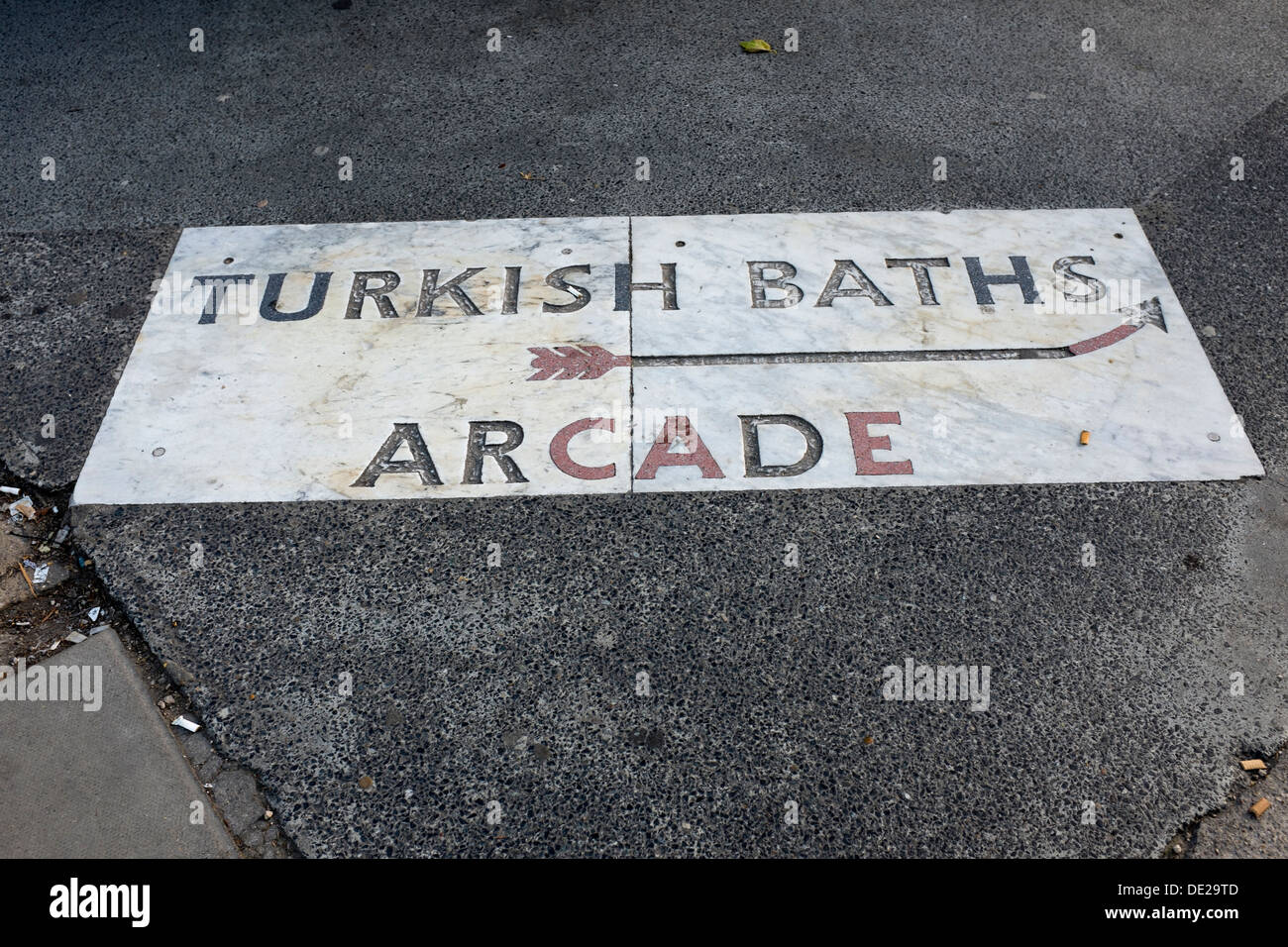 Turkish Baths Arcade Steet Pavement Sign Southampton Row London Stock Photo