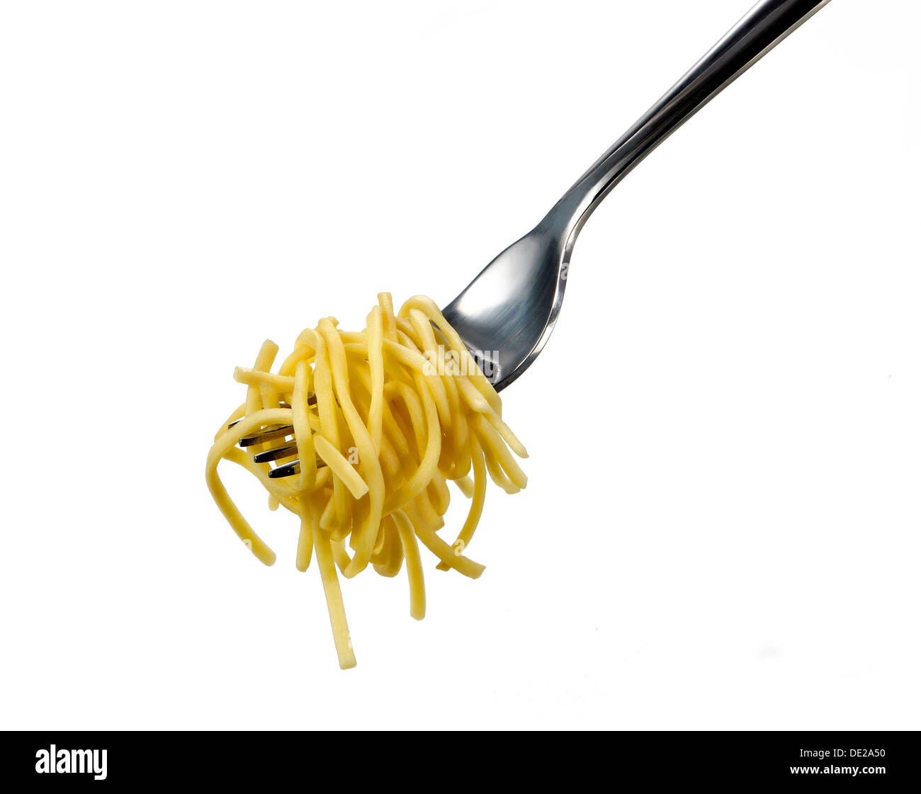 Spaghetti on a fork Stock Photo