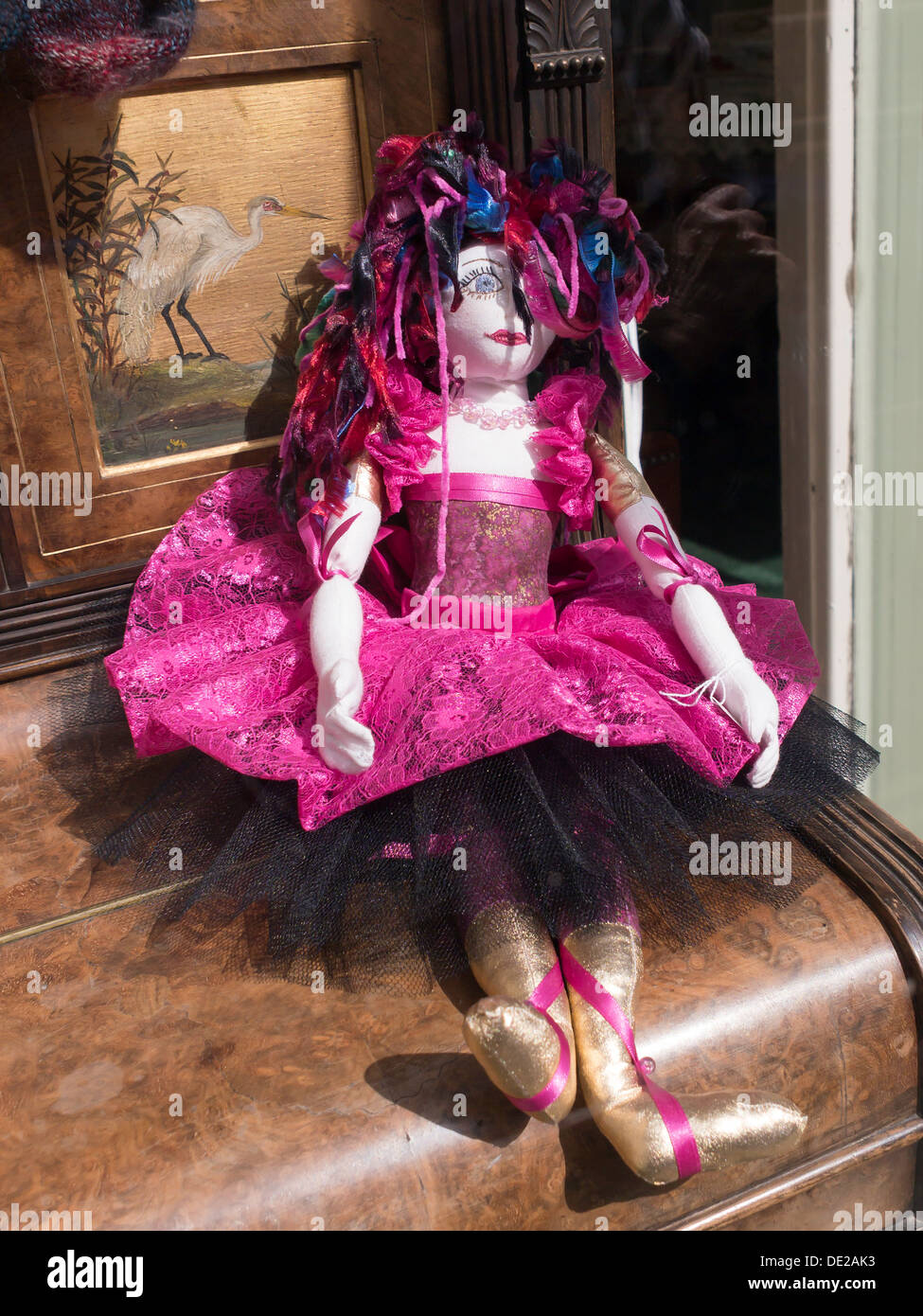 Hand made doll dressed in bright 'Goth' style clothing Stock Photo