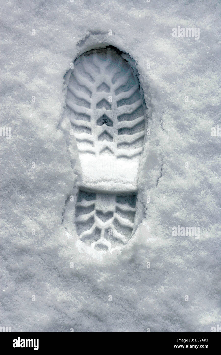 Shoeprint in snow, Germany Stock Photo