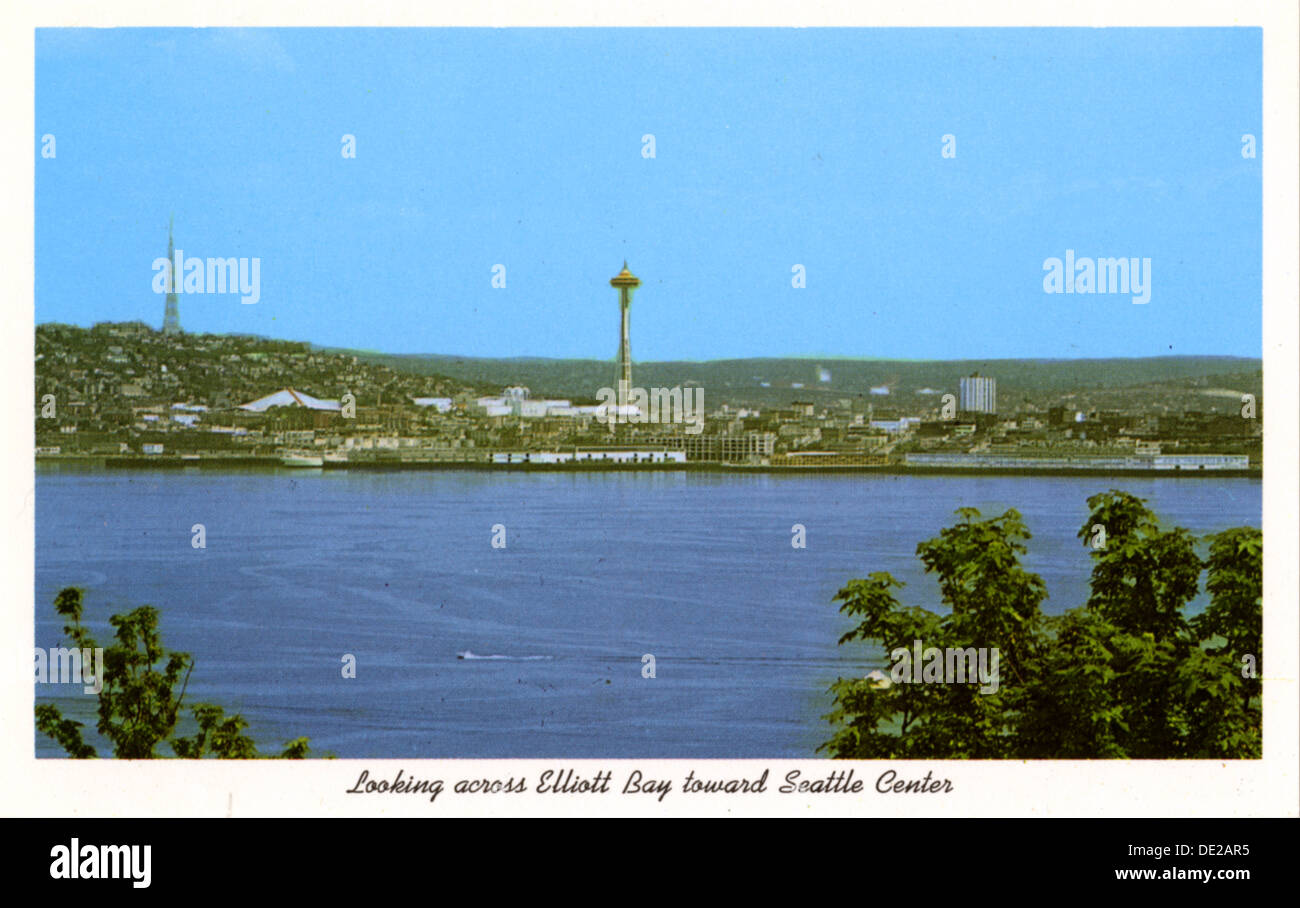 Elliott Bay and the Seattle Center, Washington, USA, 1963. Artist: Unknown Stock Photo