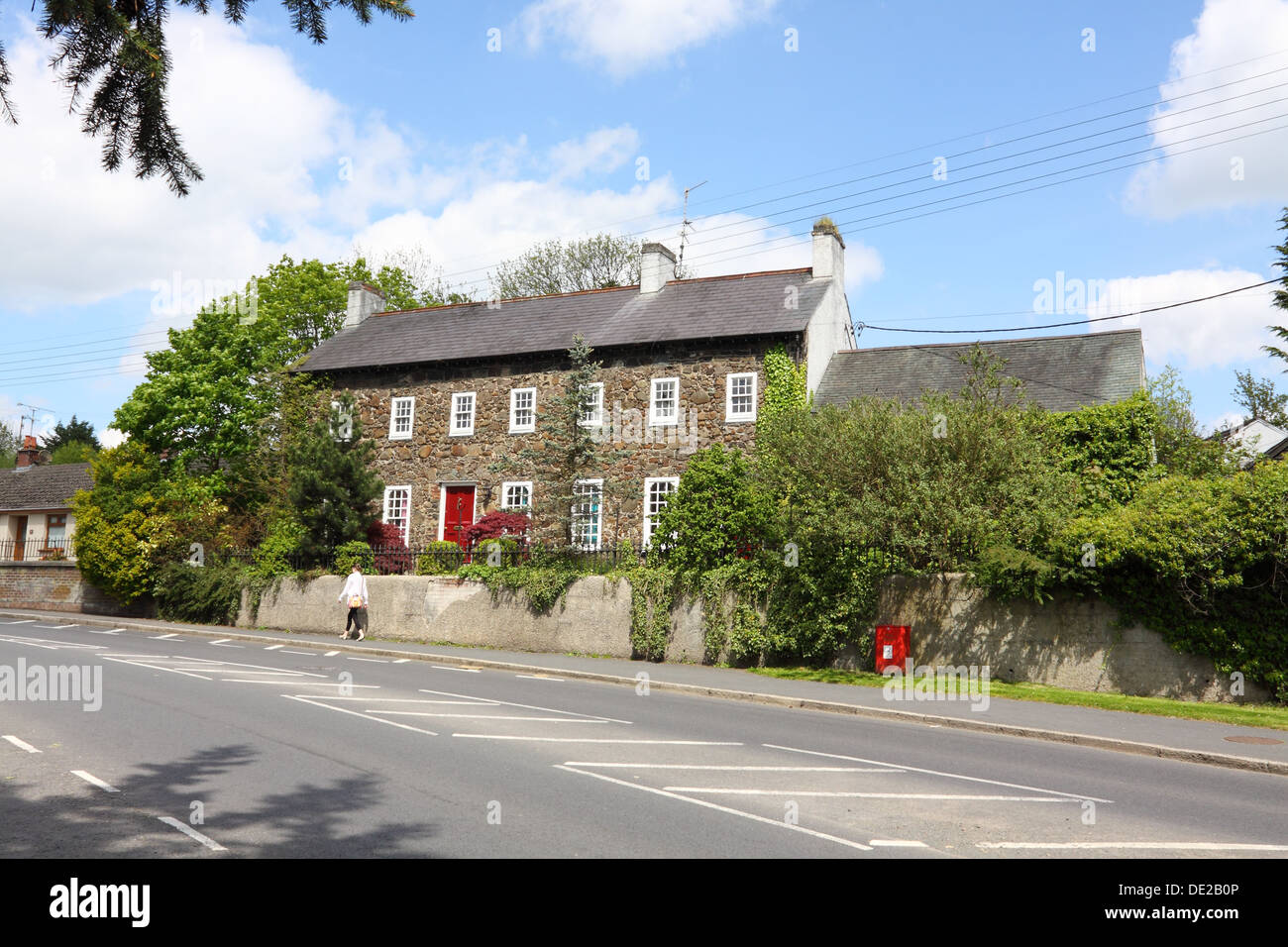 Pretty stone house in Waringstown village, Northern Ireland Stock Photo