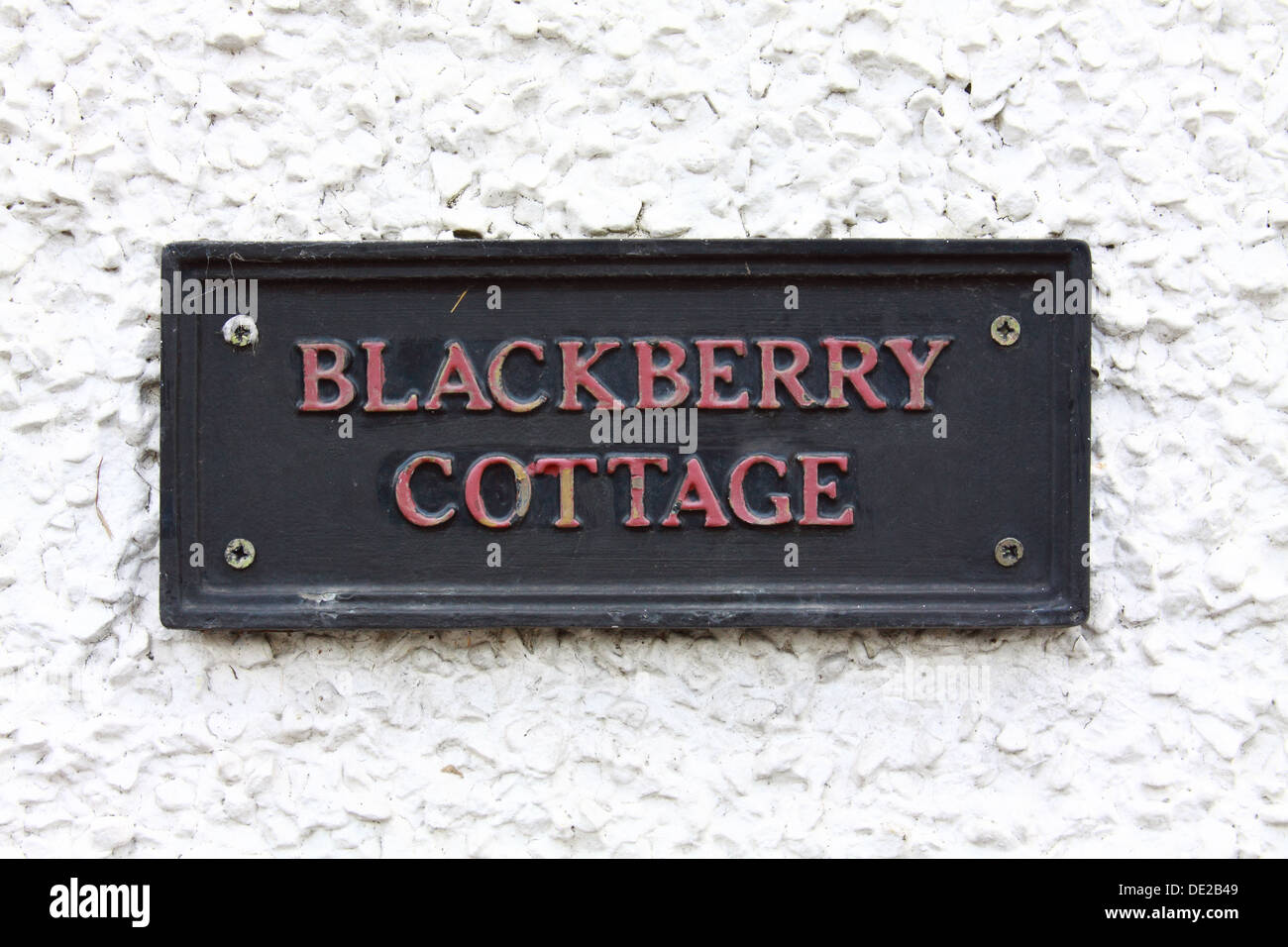 'Blackberry cottage' house nameplate outside a private home Stock Photo