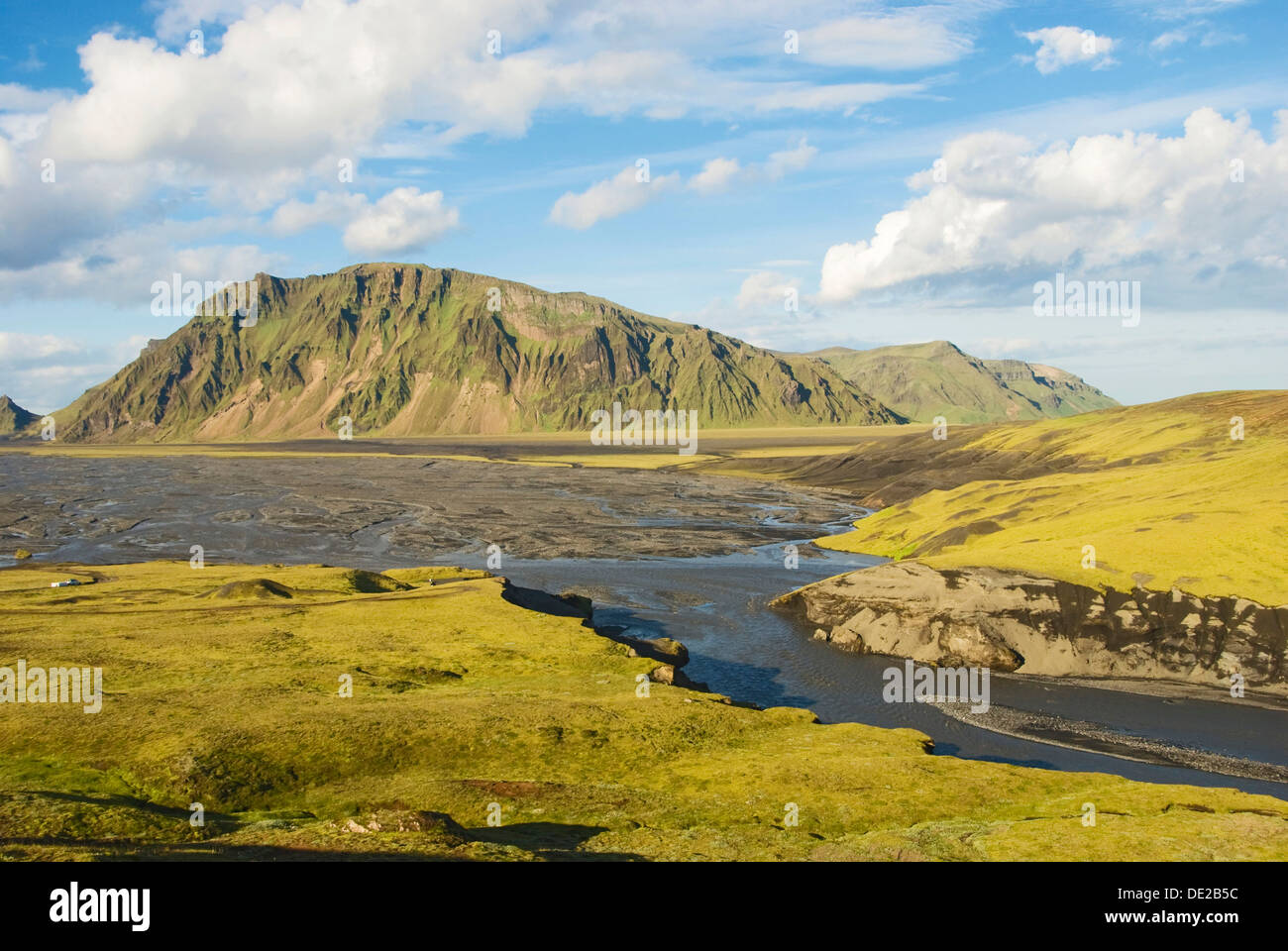 Vik I Myrdal, Myrdalssandur plains, hinterland, Iceland, Europe Stock Photo
