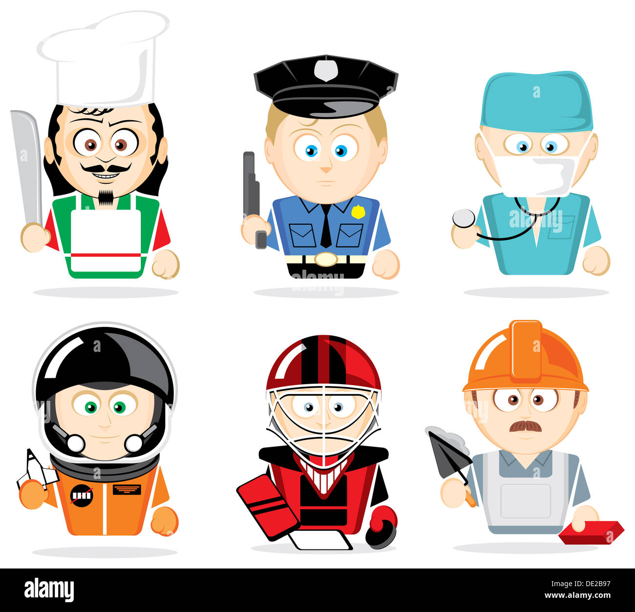 Funny illustration of famous professions Stock Photo