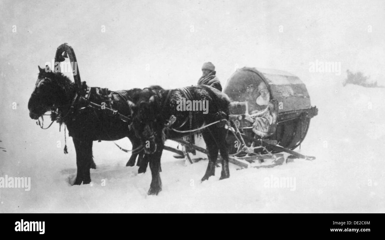 Horse-drawn sledge (kibitka), Siberia, Russia, 1890s. Artist: Unknown Stock Photo