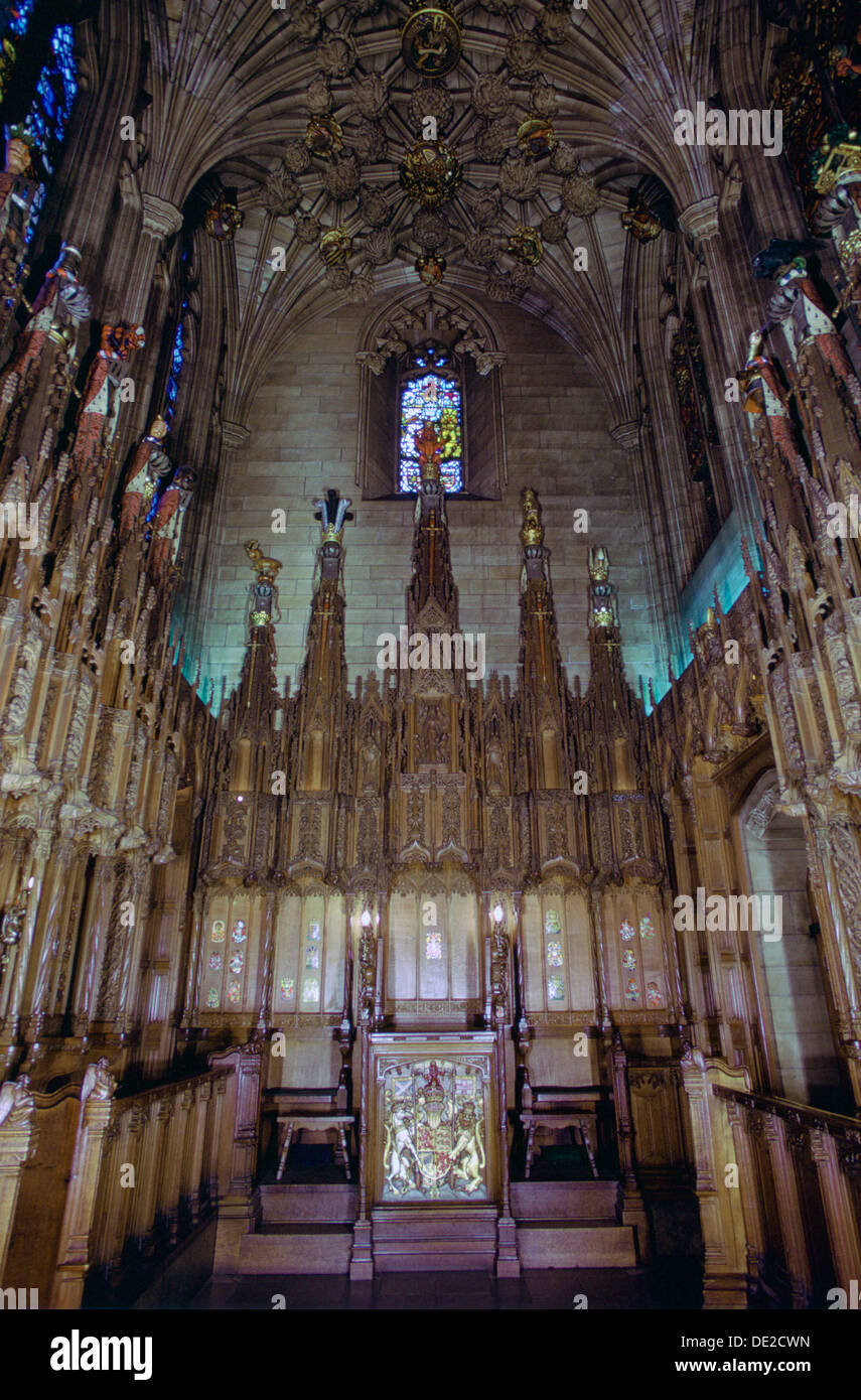 Interior of the Thistle Chapel, St Giles' Cathedral, Edinburgh, Scotland.  Artist: Tony Evans Stock Photo