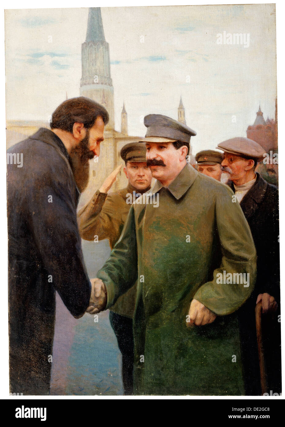 'Josef Stalin and the geophysicist Otto Y Schmidt', 1930s. Artist: Jakov Kalinichenko Stock Photo