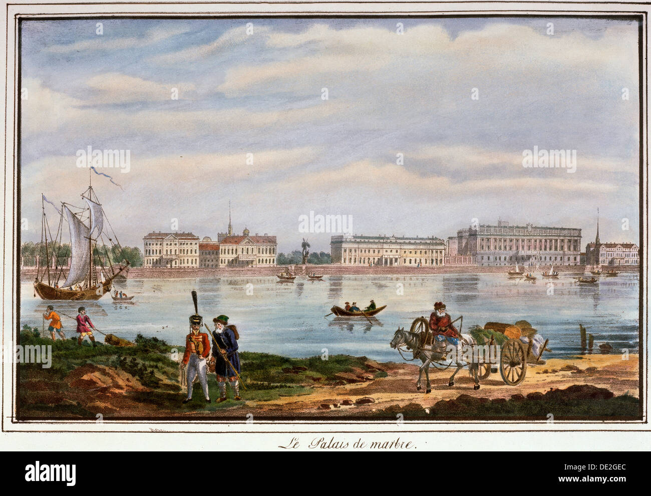 The Marble Palace and the Neva Embankment, St Petersburg, Russia, 1822. Artist: Anon Stock Photo
