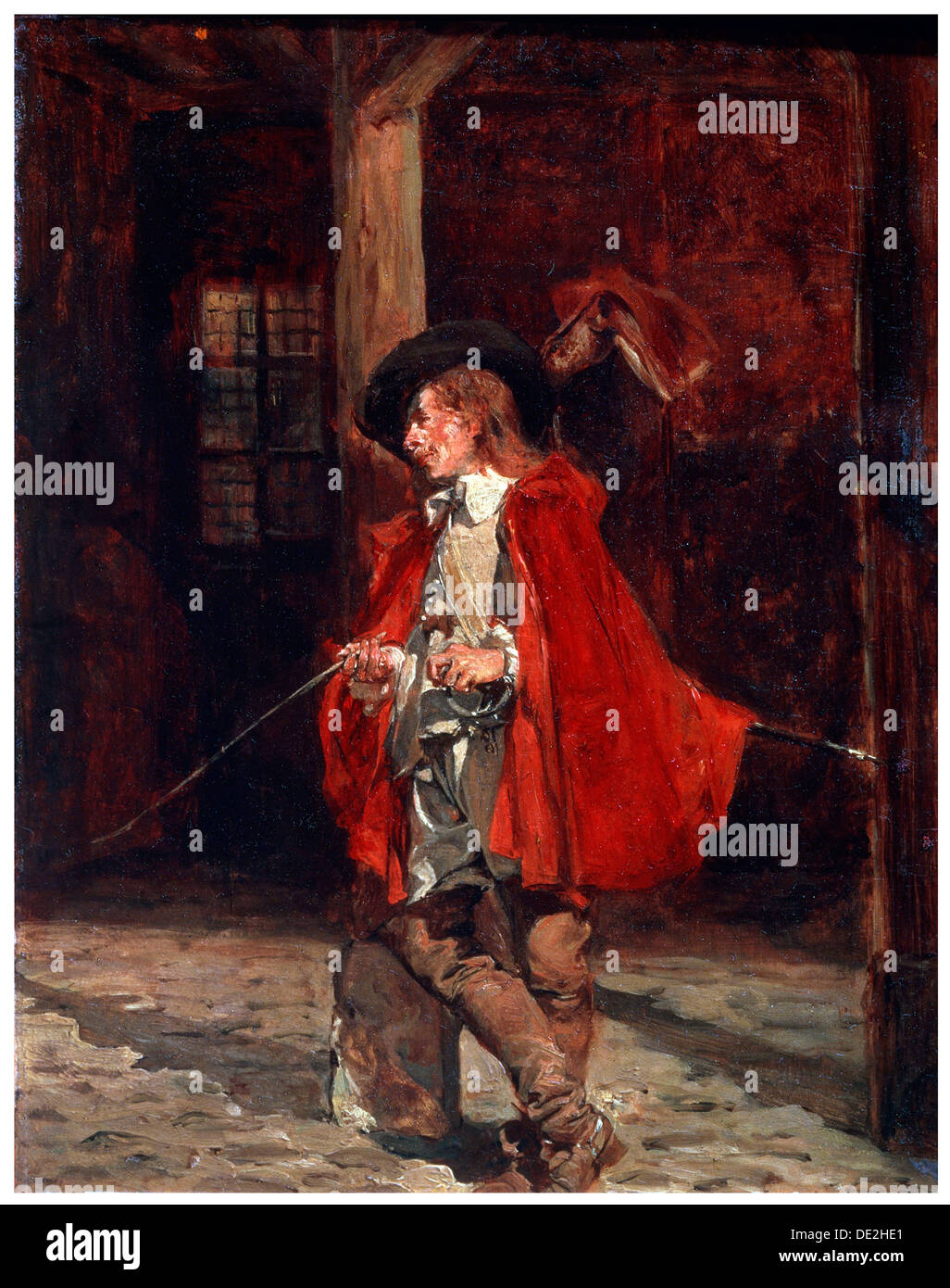 'Bretteur (Swordsman) in a Red Cloak', 19th century. Artist: Jean Louis Ernest Meissonier Stock Photo