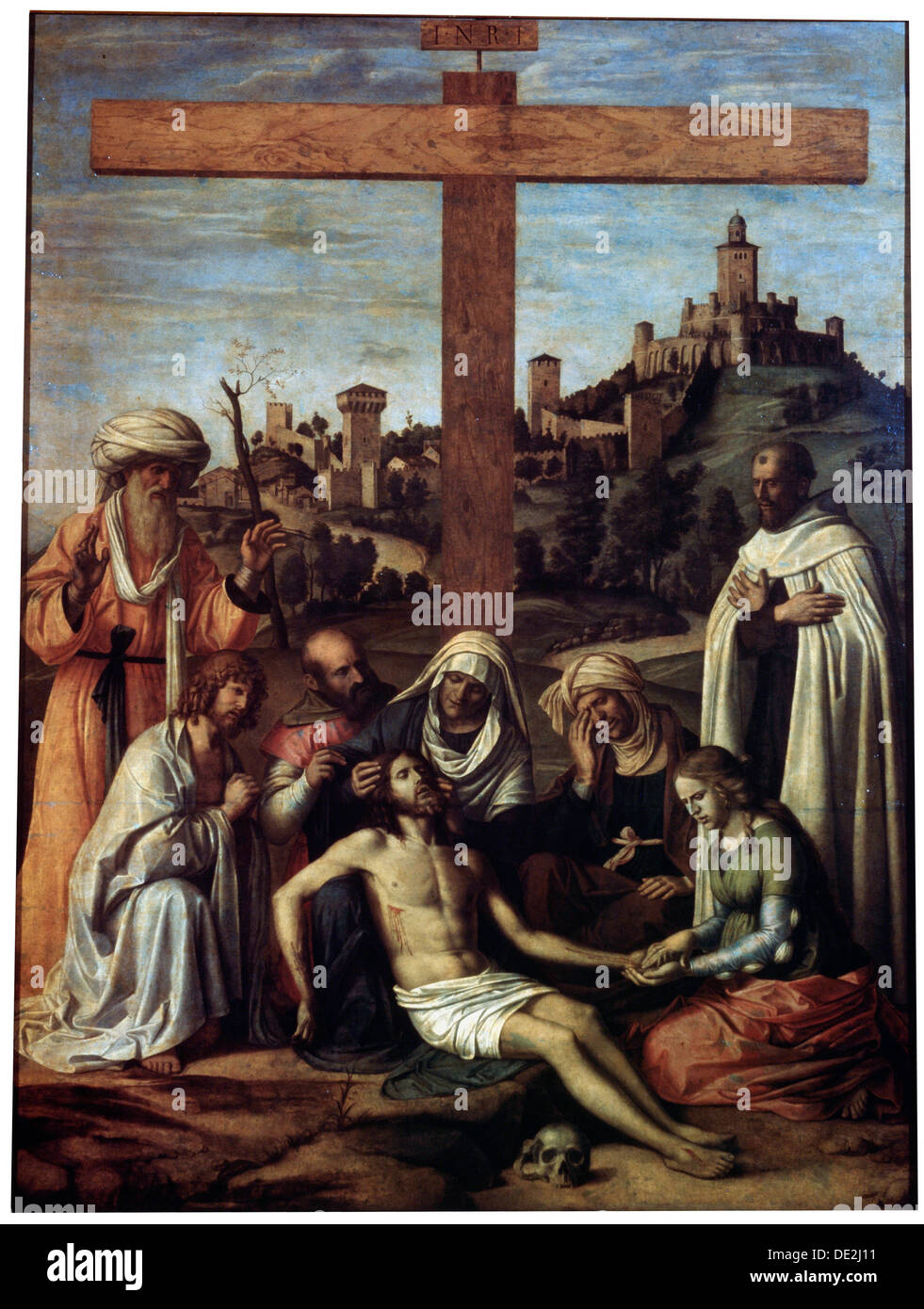 'The Lamentation over Christ with a Carmelite Monk', c1510. Creator: Giovanni Battista Cima da Conegliano. Stock Photo