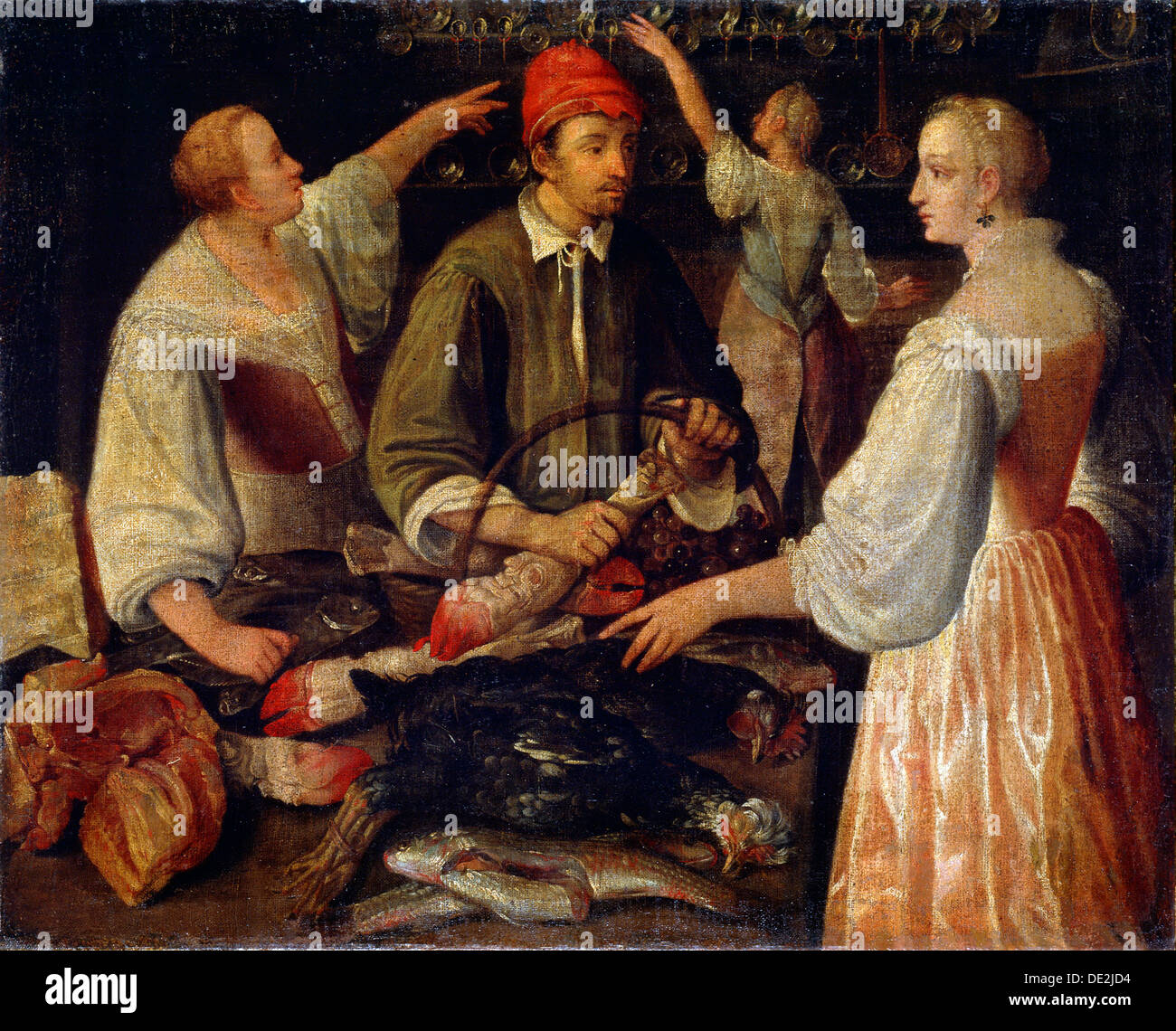 'In a shop', late 16th or early 17th century. Artist: Lodewijk Toeput Stock Photo
