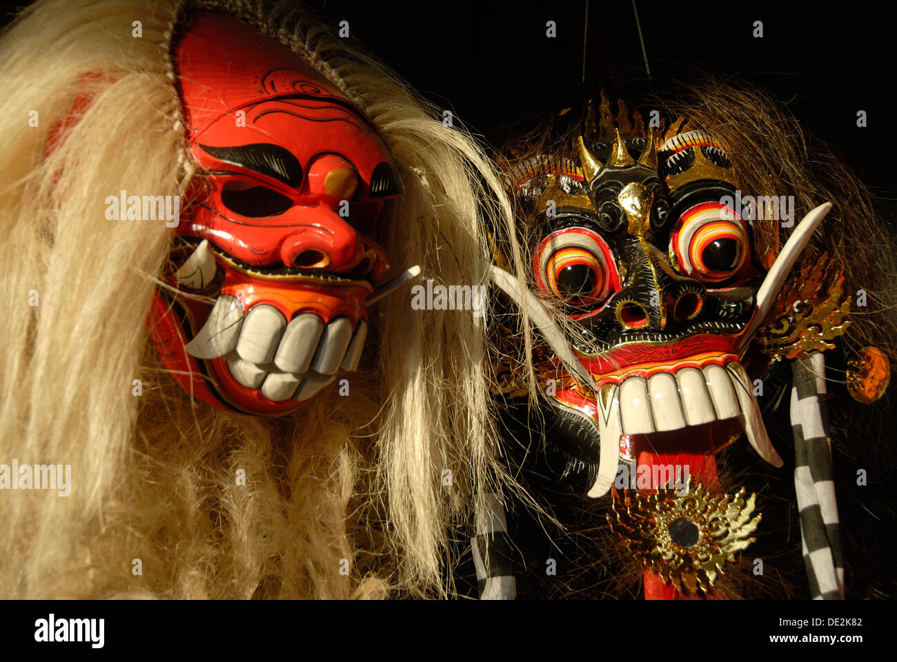 Arts and culture, Barong and Rangda masks, terrible mystical mythical creatures, Ubud, Bali, Indonesia, Southeast Asia, Asia Stock Photo