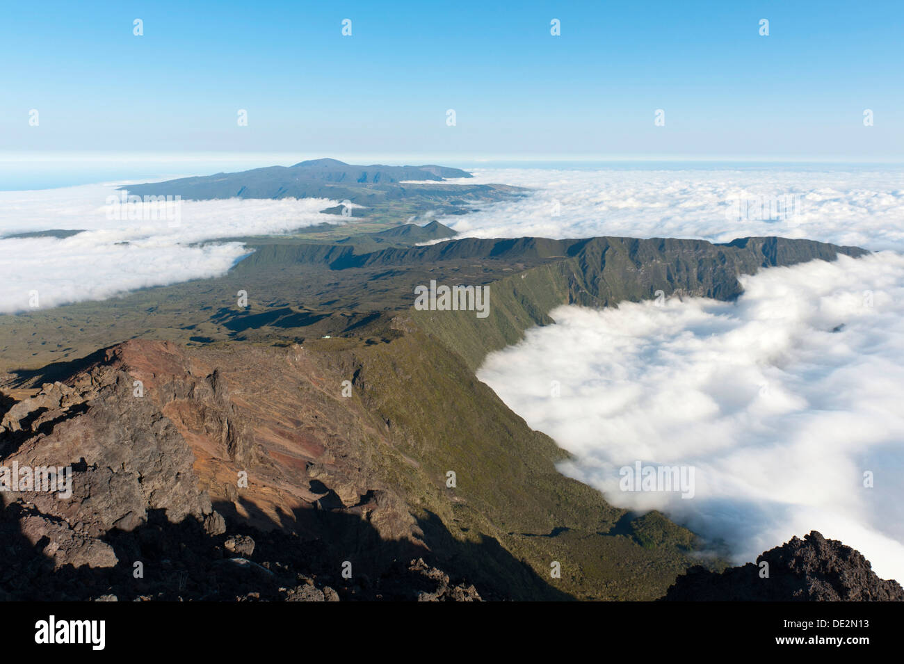 View from Mount Piton des Neiges towards Mount Piton de la Fournaise