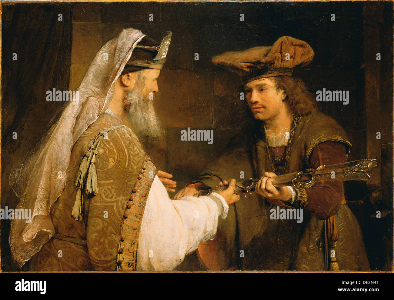 Ahimelech Giving the Sword of Goliath to David; Aert de Gelder, Dutch, 1645 - 1727 Stock Photo