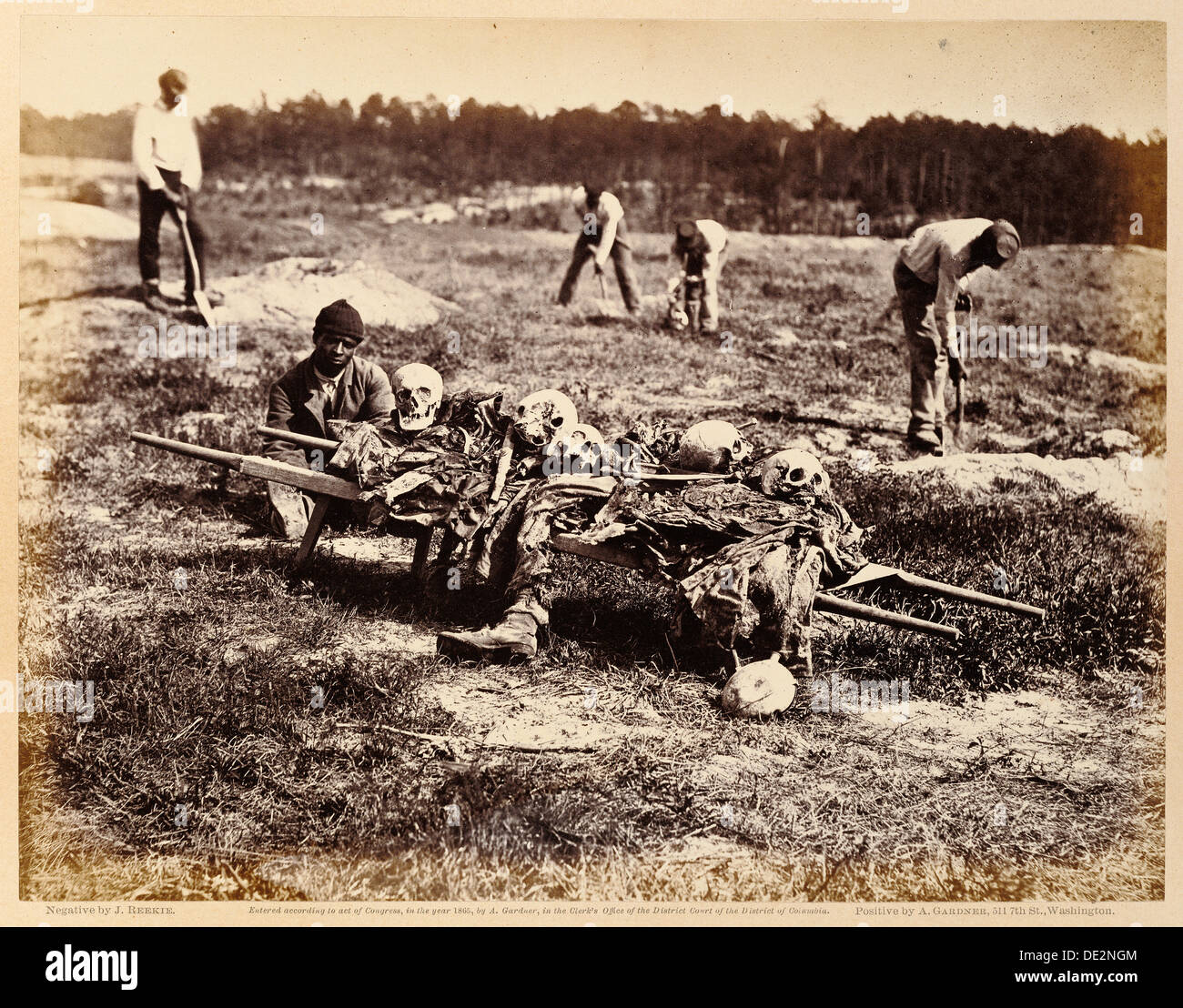 A Burial Party, Cold Harbor, Virginia; John Reekie, American, active 1860s, Print by Alexander Gardner Stock Photo