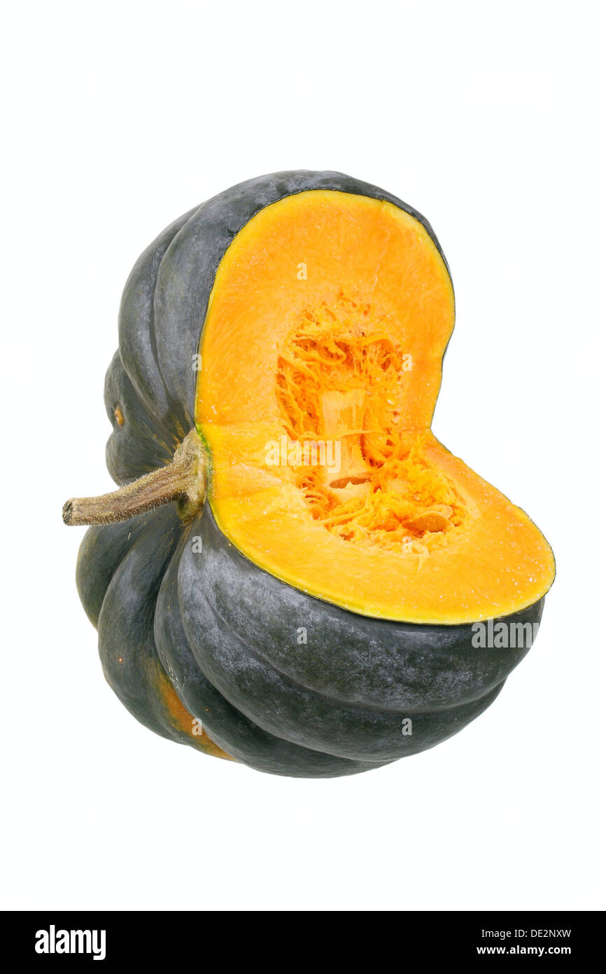 Squash or pumpkin, Muscade de Provence, Muscat de Provence pumpkin, cut  with pulp and seeds Stock Photo - Alamy