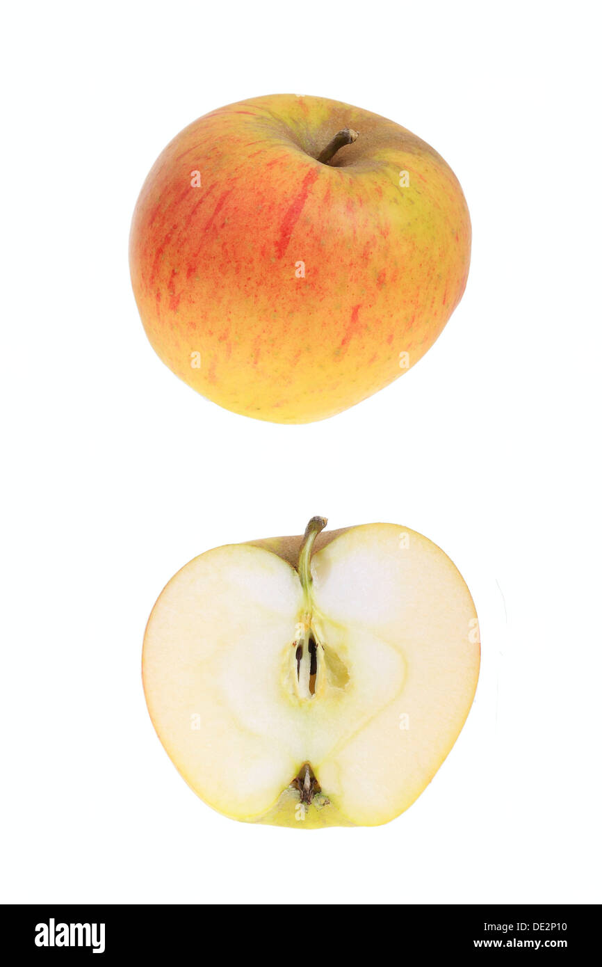 Apple, Papelus Rambur variety, with a cut apple Stock Photo