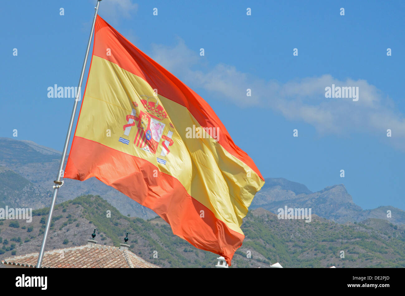 Flag, Plaza Espana, Nerja Stock Photo Alamy